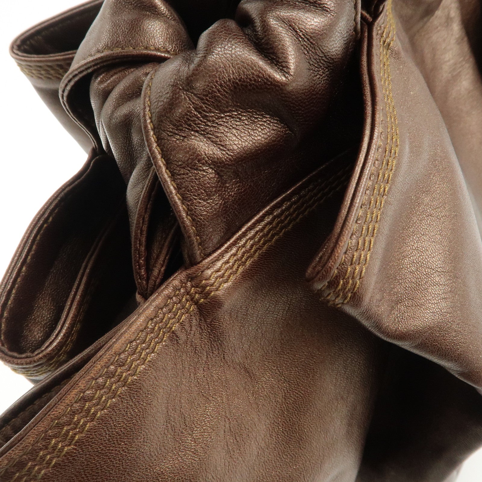 LOEWE Anagram Leather Nappa Aire Hand Bag Tote Bag Brown Used