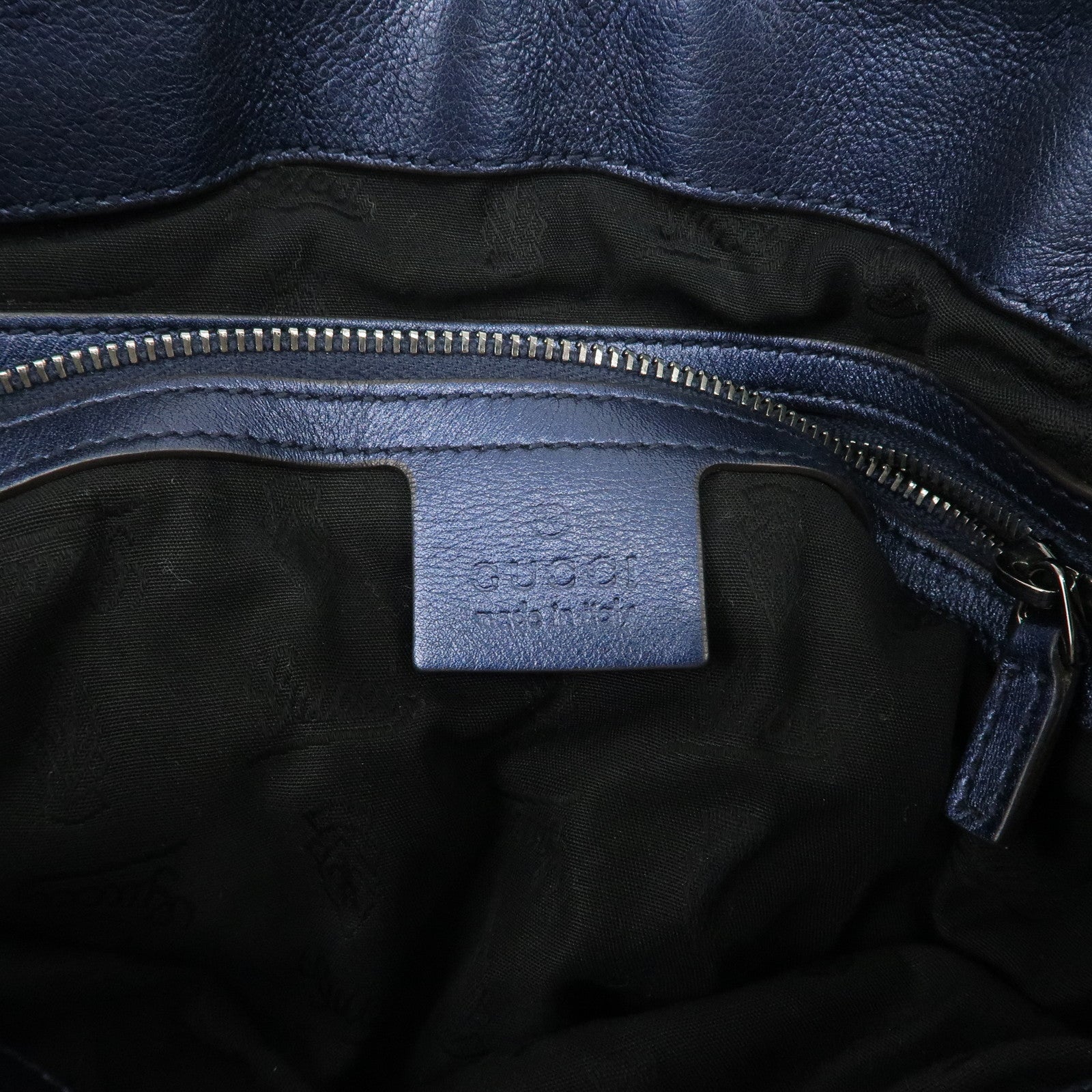 GUCCI Galaxy Leather 2 Way Chain Boston Bag Metallic Blue 228838 Used