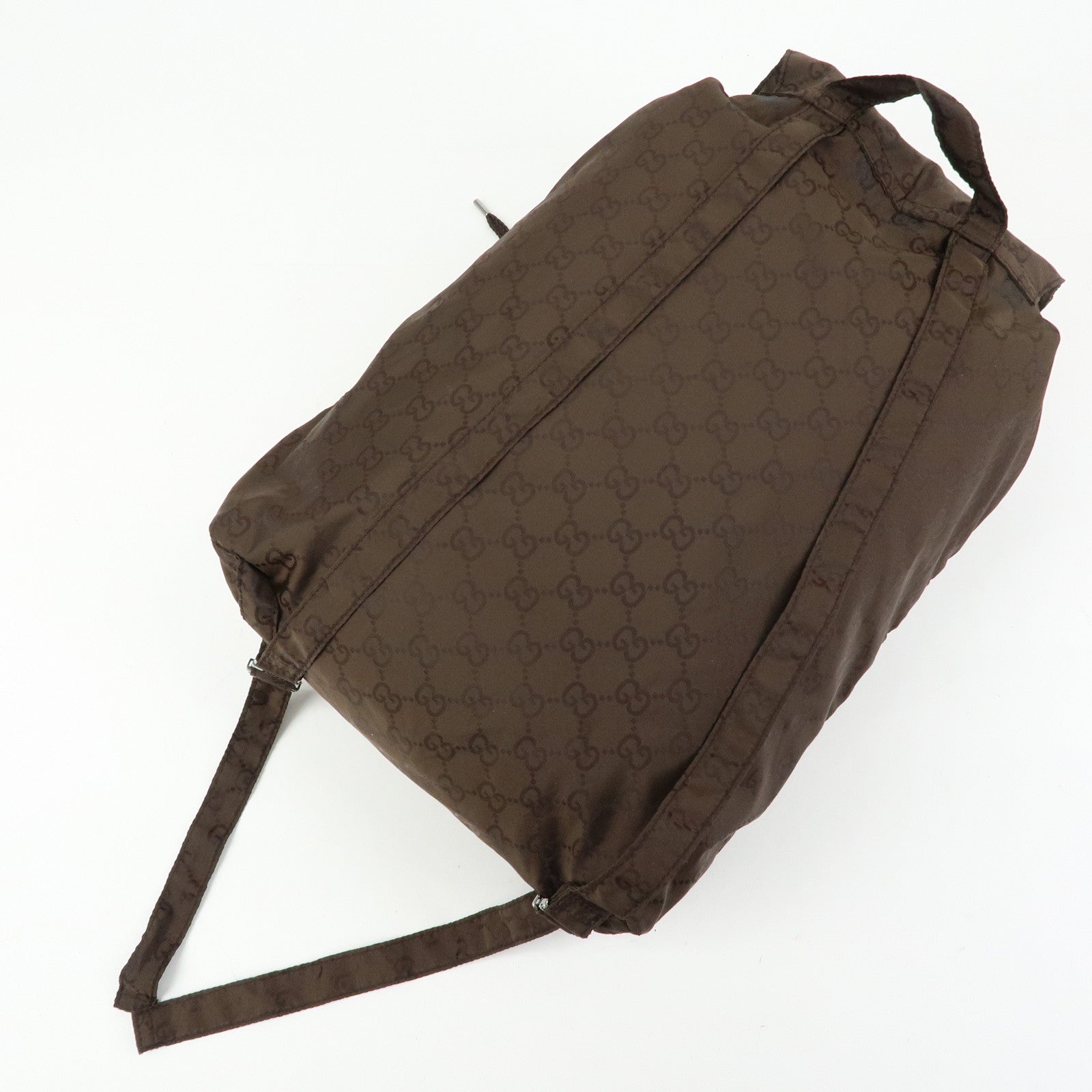 GUCCI GG Nylon Leather Backpack Brown 223670