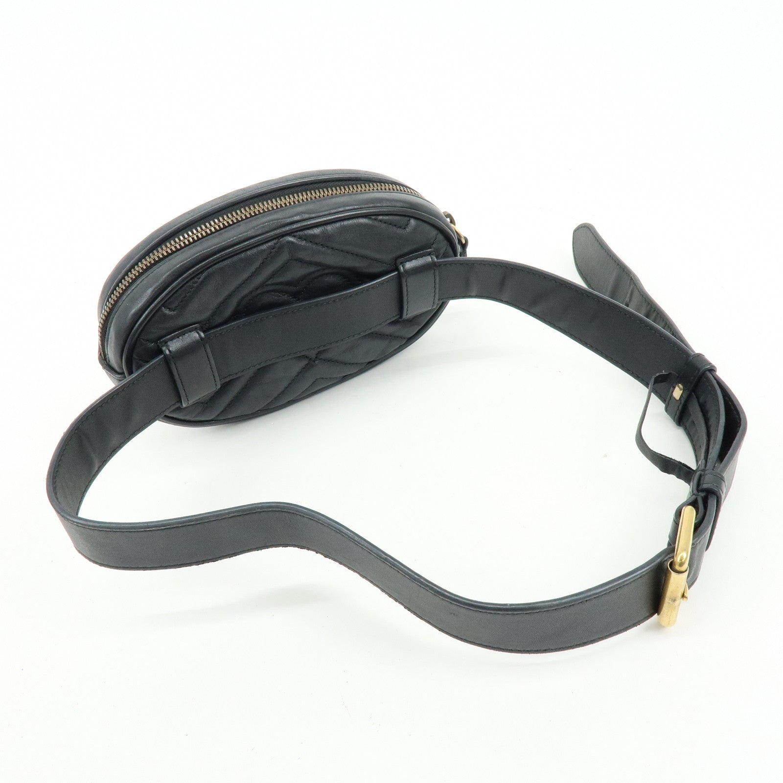 GUCCI GG Marmont Leather Waist Pouch Body Bag Black