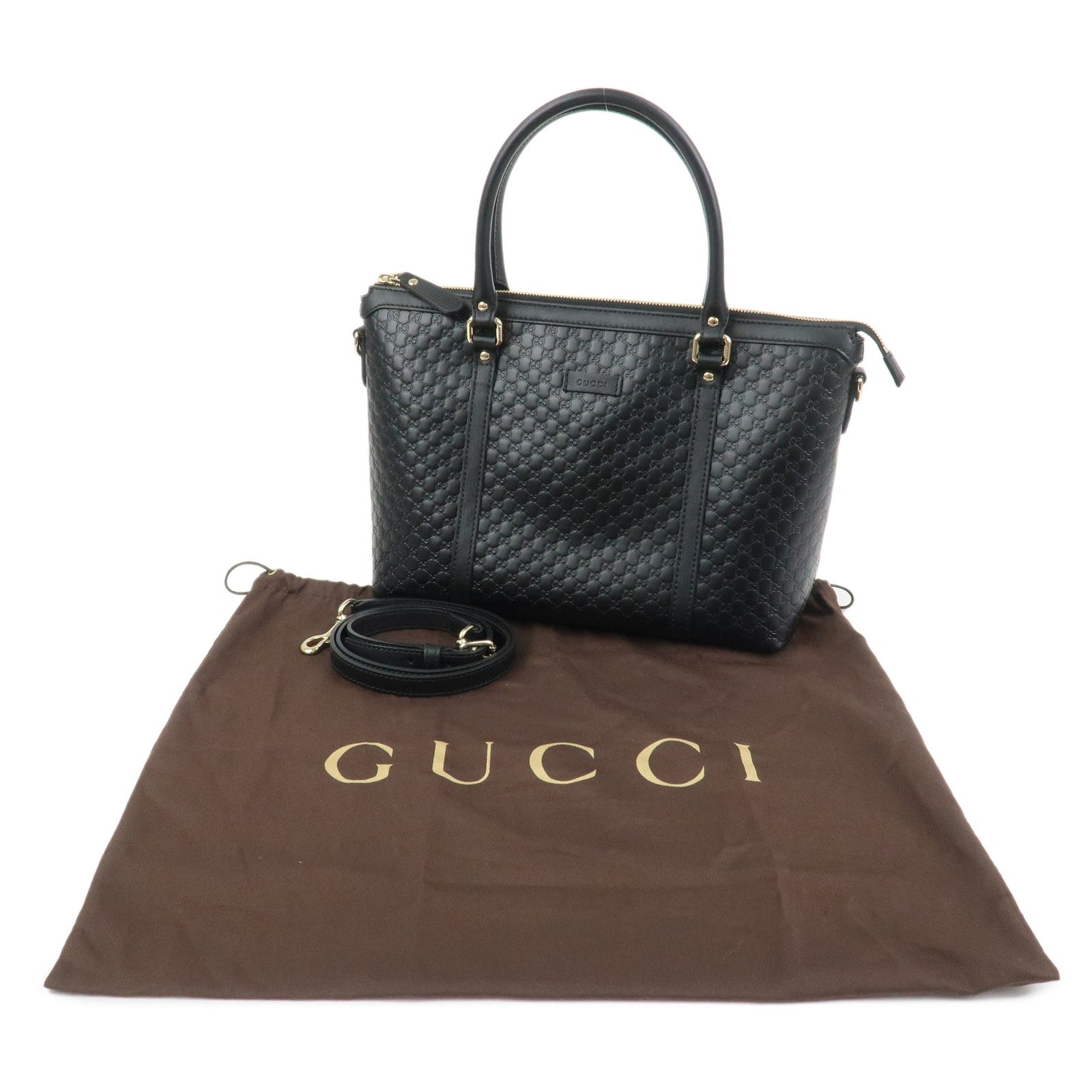 GUCCI Micro Guccissima Leather 2Way Hand Shoulder Bag Black 449659