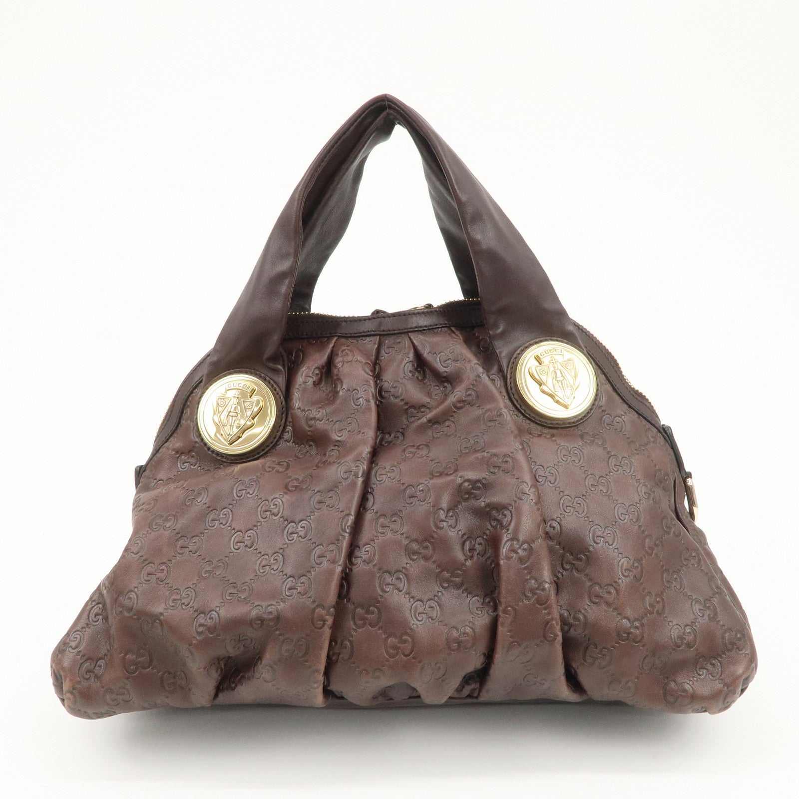 GUCCI Guccissima Histoire Leather Tote Bag Dark Brown 197019 Used