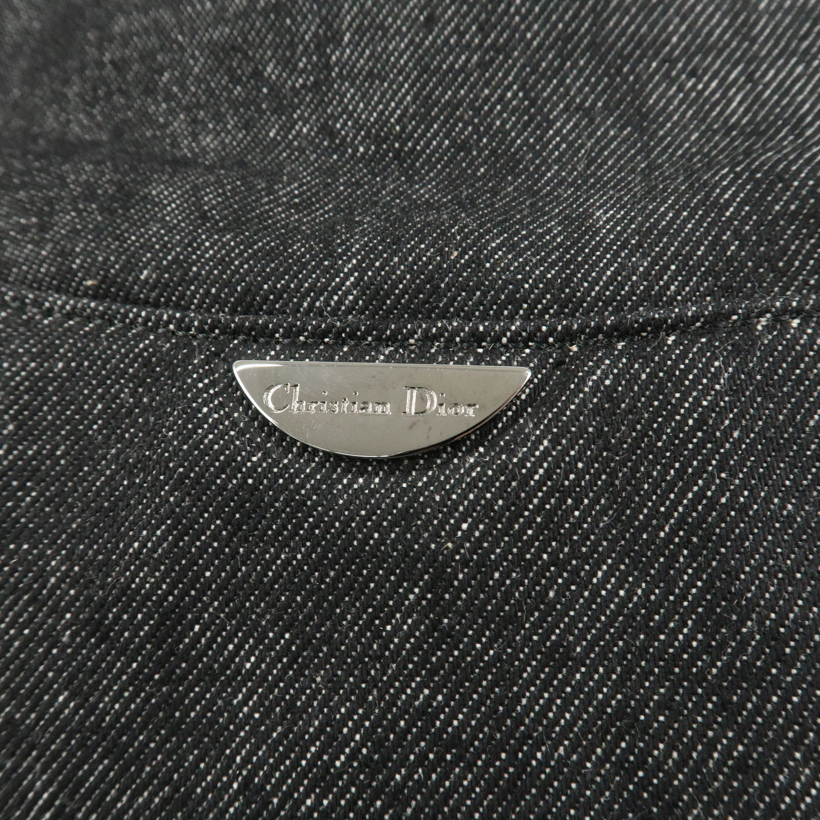 Christian Dior Maris Pearl Denim Shoulder Bag Hand Bag Black Used