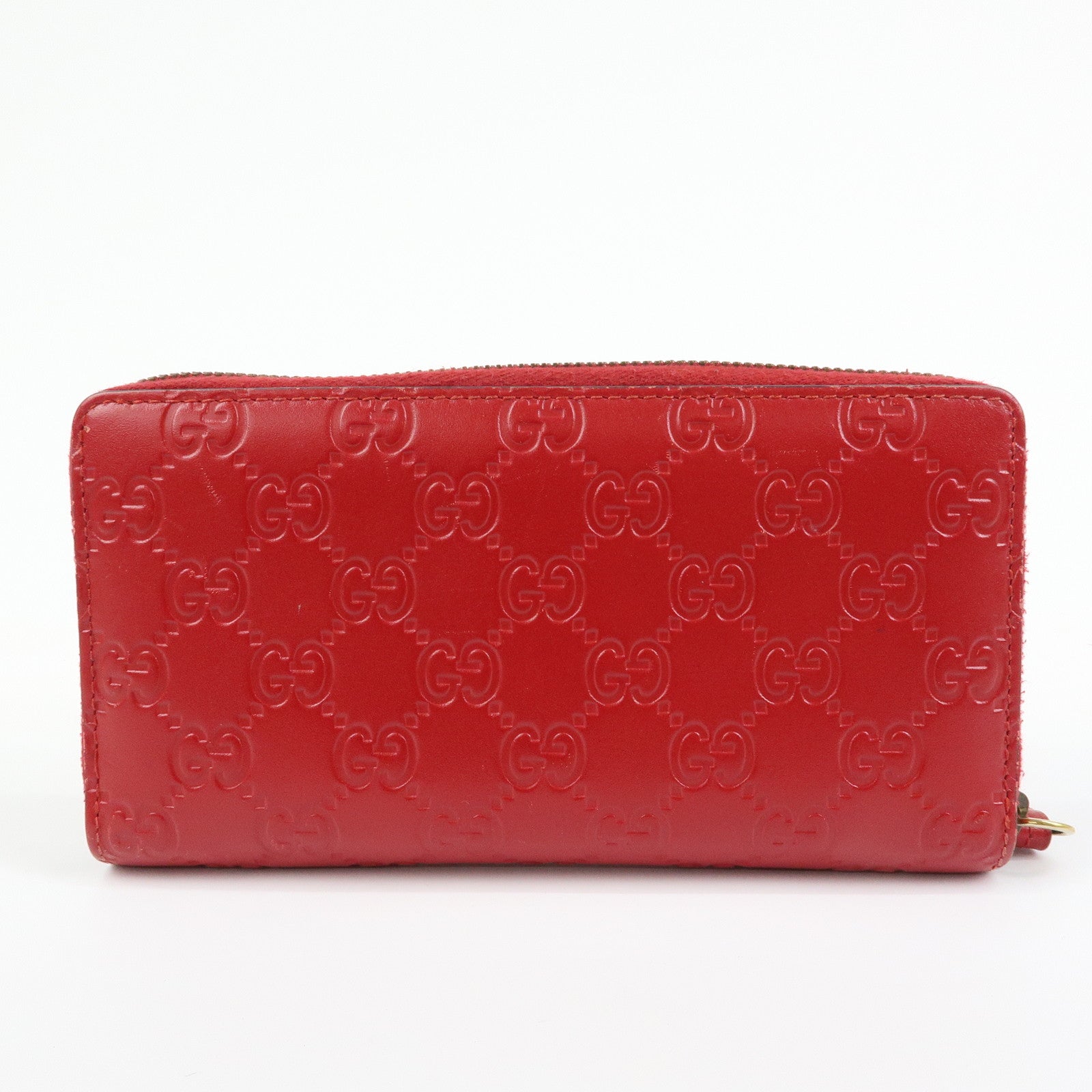 GUCCI Guccissima Leather Cherry Round Zippy Long Wallet Red 476049