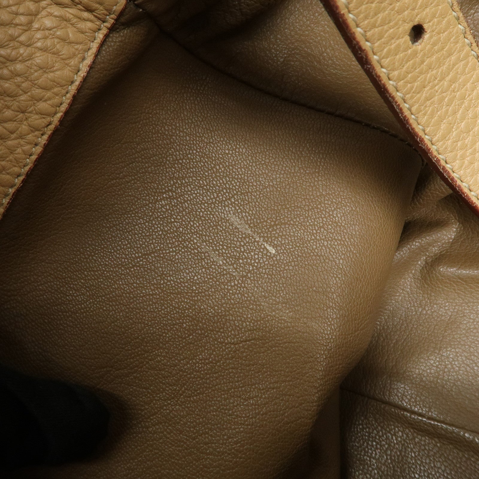PRADA Triangle Logo Leather Shoulder Bag Hand Bag Beige
