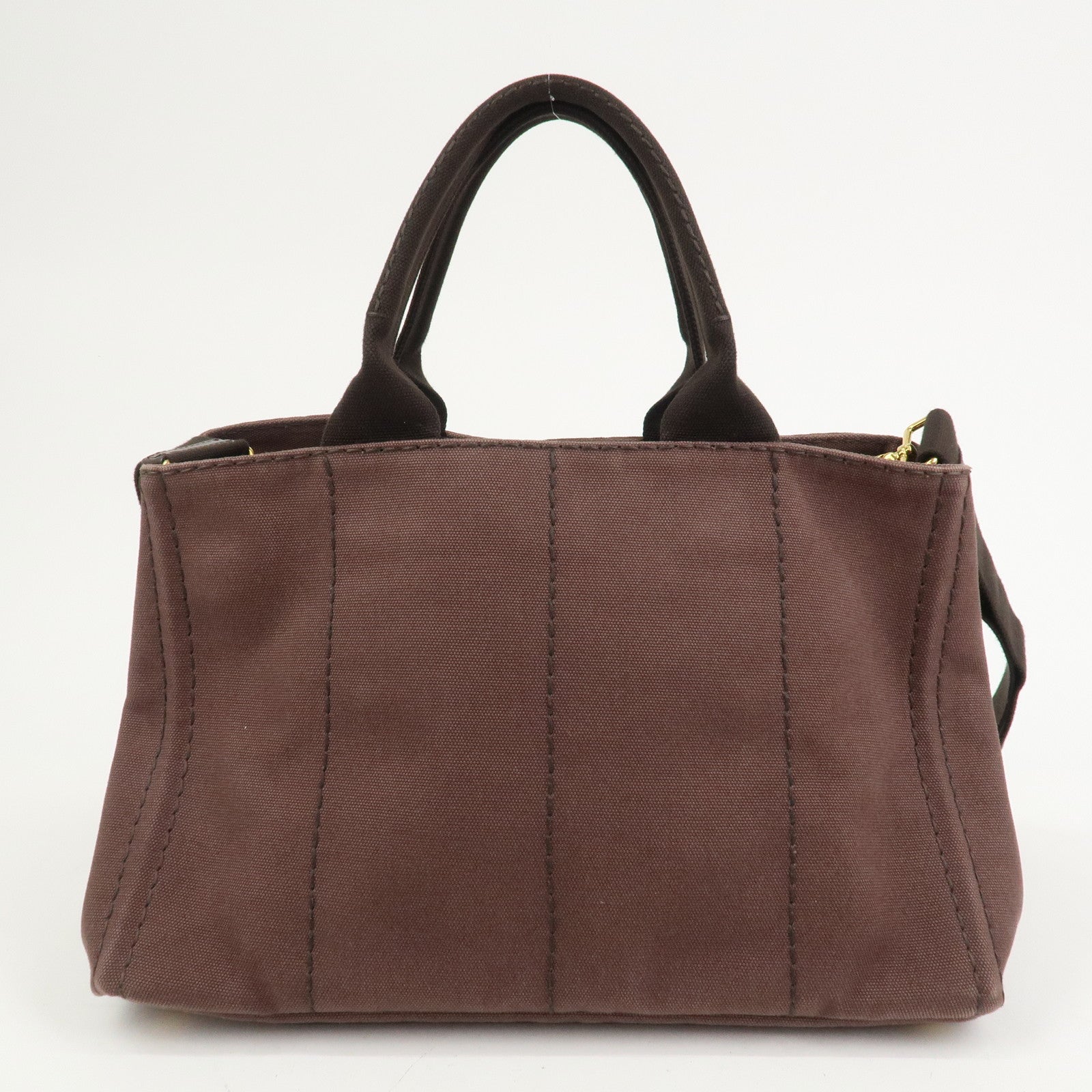 PRADA Logo Canapa 2Way Tote Bag Hand Bag Brown BN2642