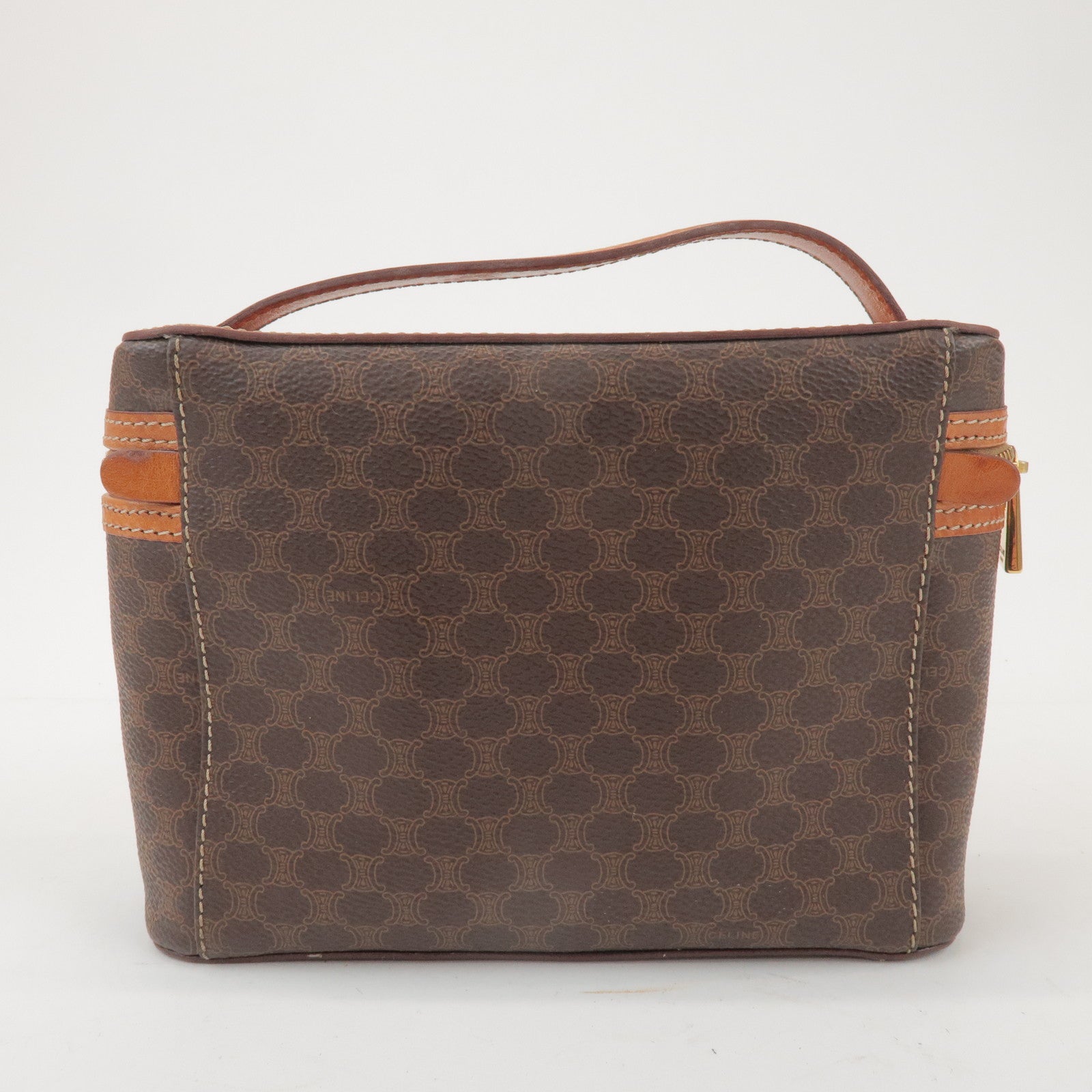 CELINE Macadam PVC Leather Hand Bag Vanity Bag Brown