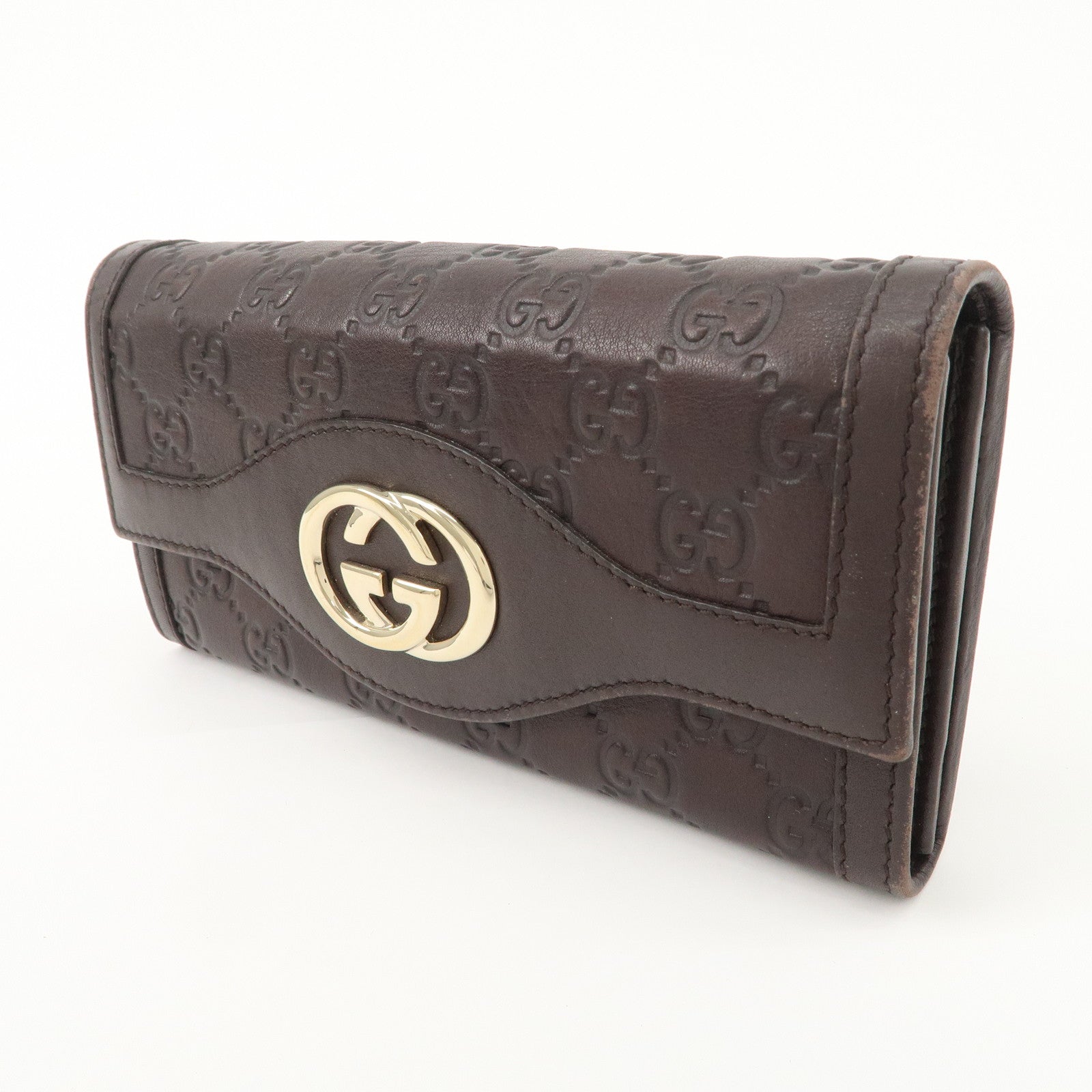 GUCCI Guccissima Interlocking GG Leather Bi-fold Wallet 282431 Used