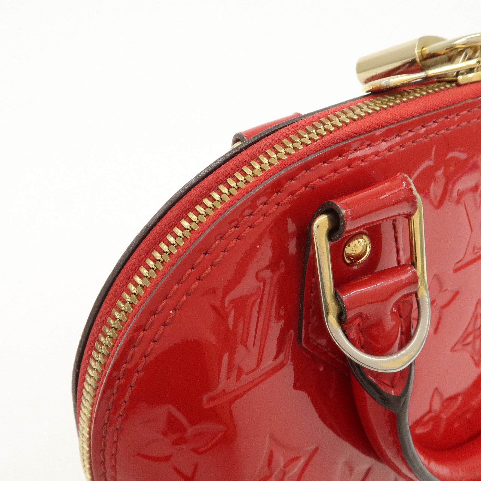 Louis Vuitton Monogram Vernis Alma BB 2Way Hand Bag Cerise M90174