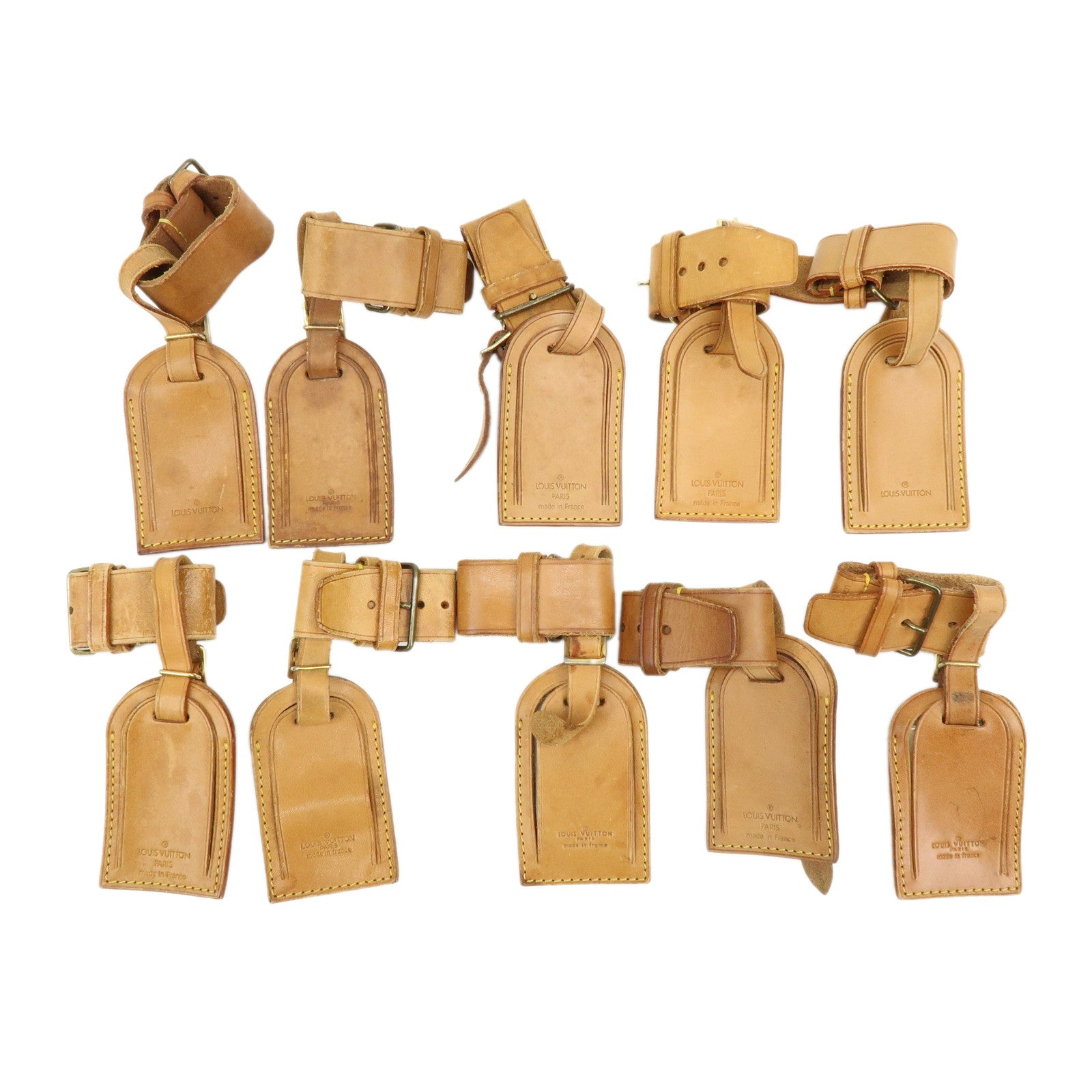 Louis Vuitton Set of 10 Leather Name Tag & Poignet Natural