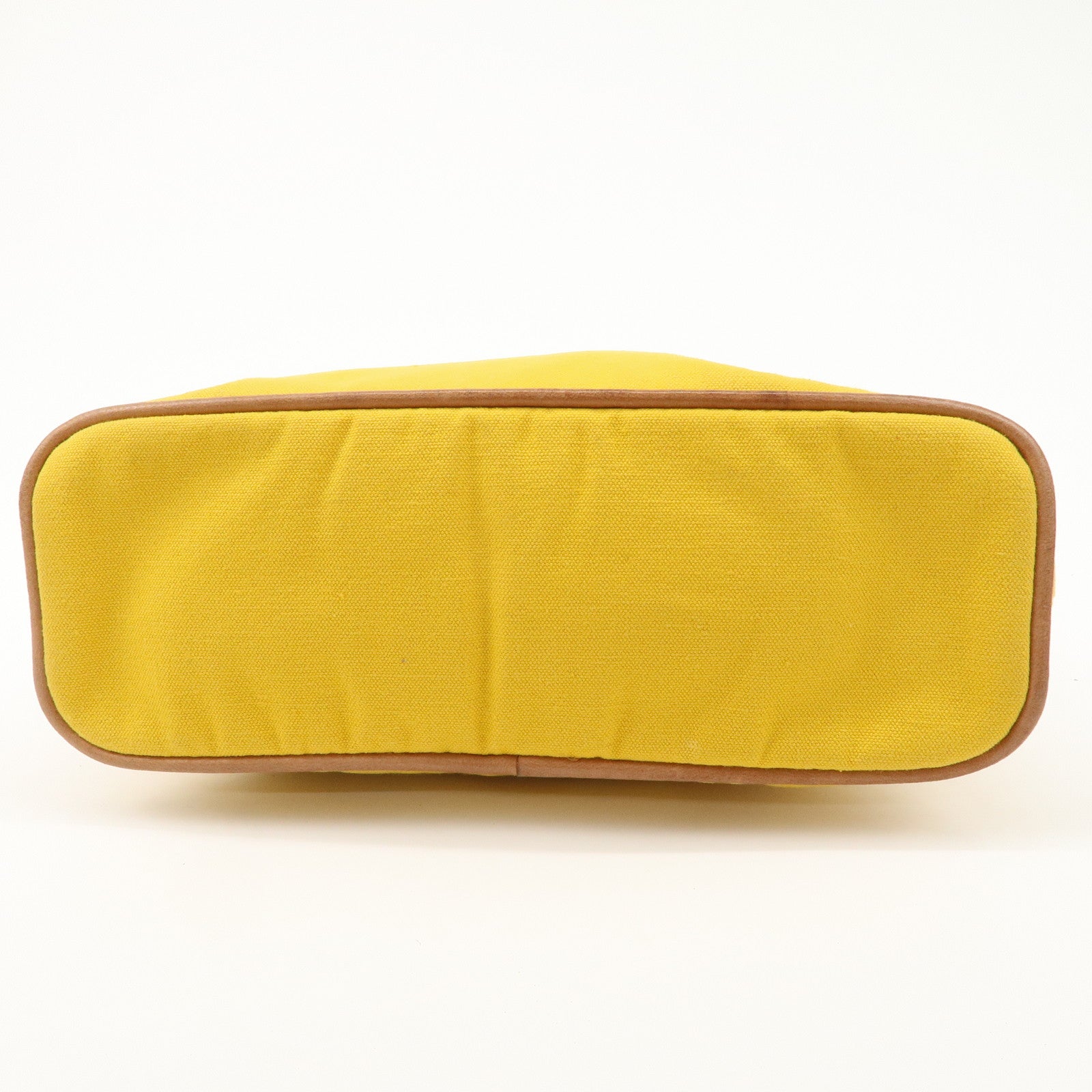 HERMES Set of 2 Leather Canvas Pouch Cosmetic Pouch Pink Yellow Used