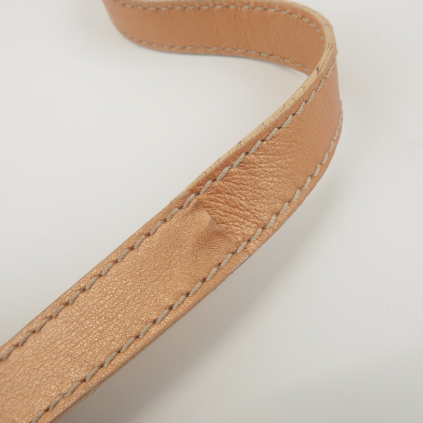 CELINE Macadam Denim Leather Shoulder Bag Metallic Pink Beige