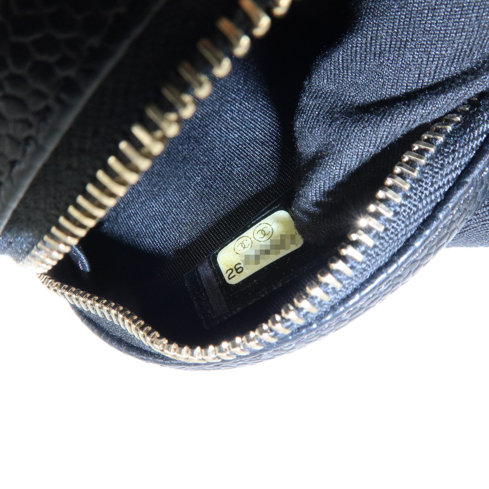 CHANEL Matelasse CC Filigree Caviarskin Coin Case Black A81458 Used