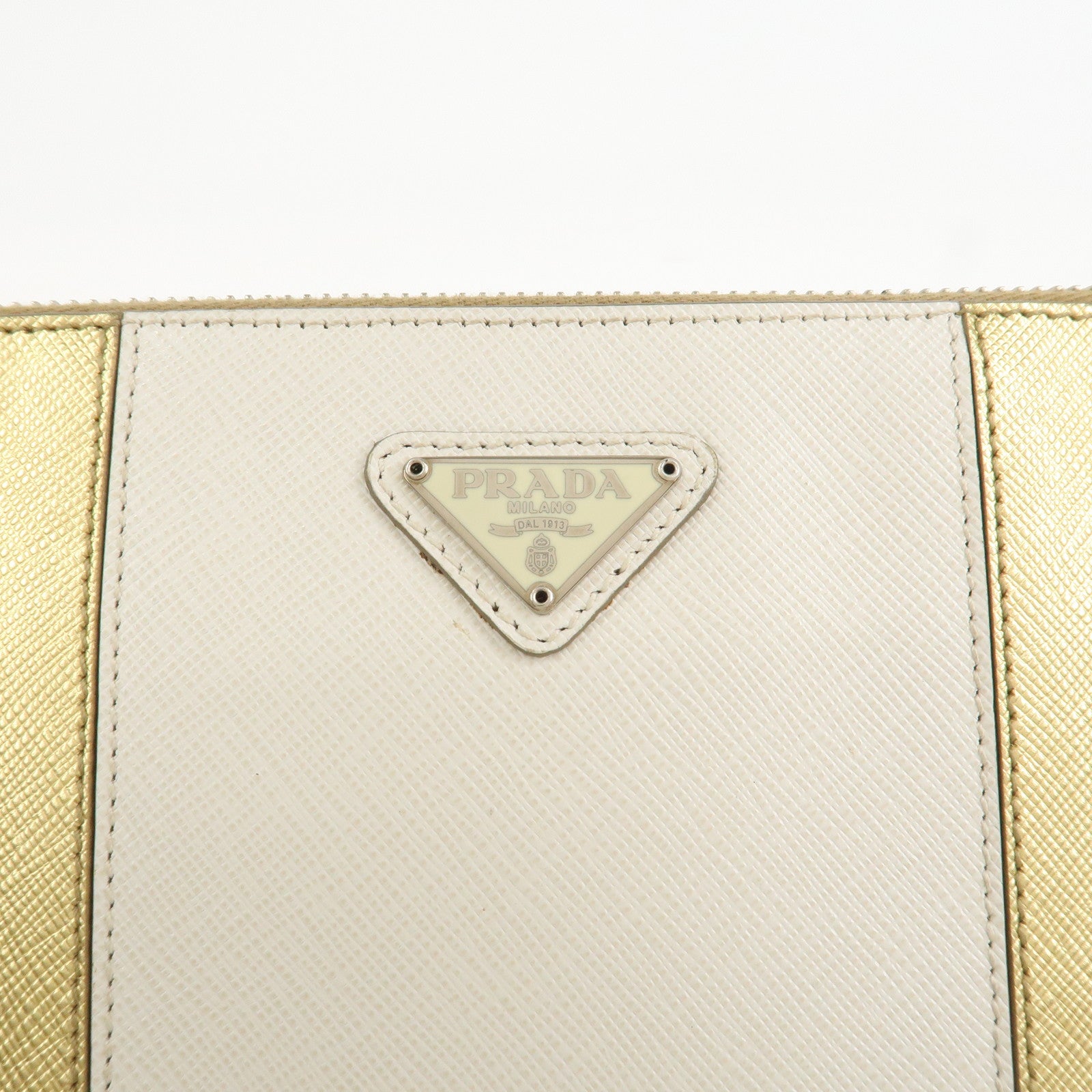 PRADA Logo Leather Crossbody Chain Shoulder Bag Gold BT947C