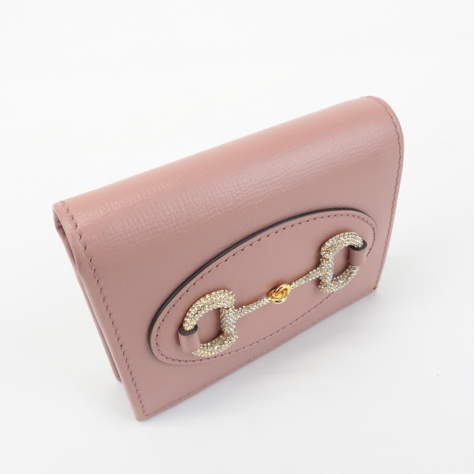 GUCCI Horsebit Leather Bi-fold Wallet Small Wallet Pink 621887 Used