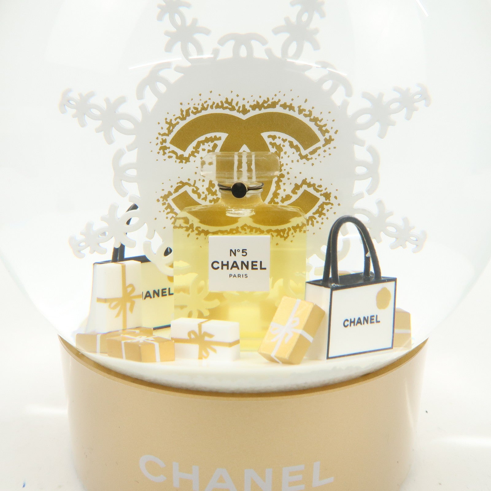 CHANEL Snow Globe Snow Dome 2024 Christmas Novelty Gold
