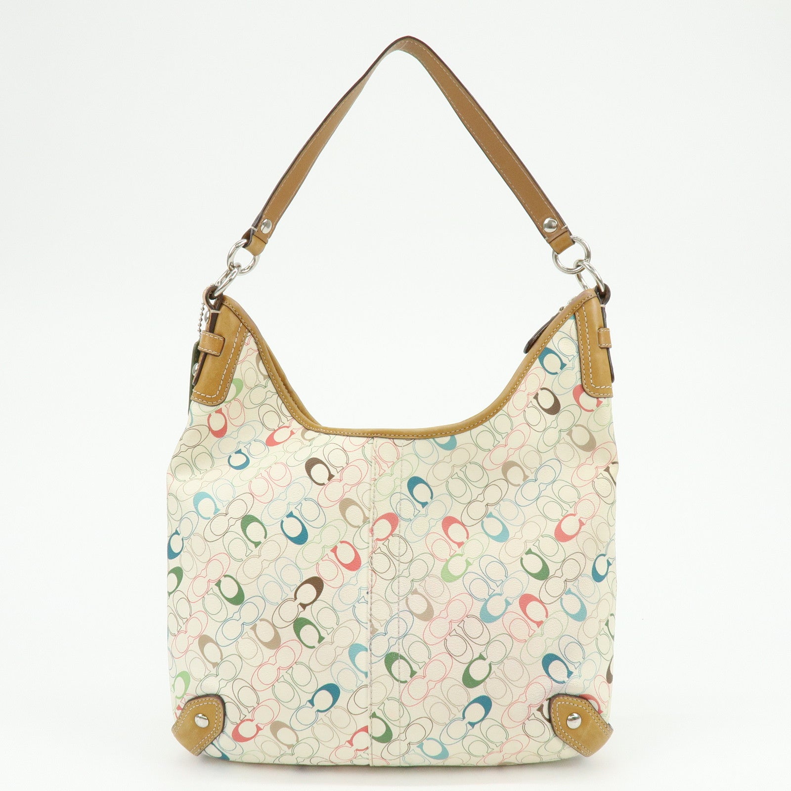 COACH Signature PVC Leather Shoulder Bag Hand Bag White Green