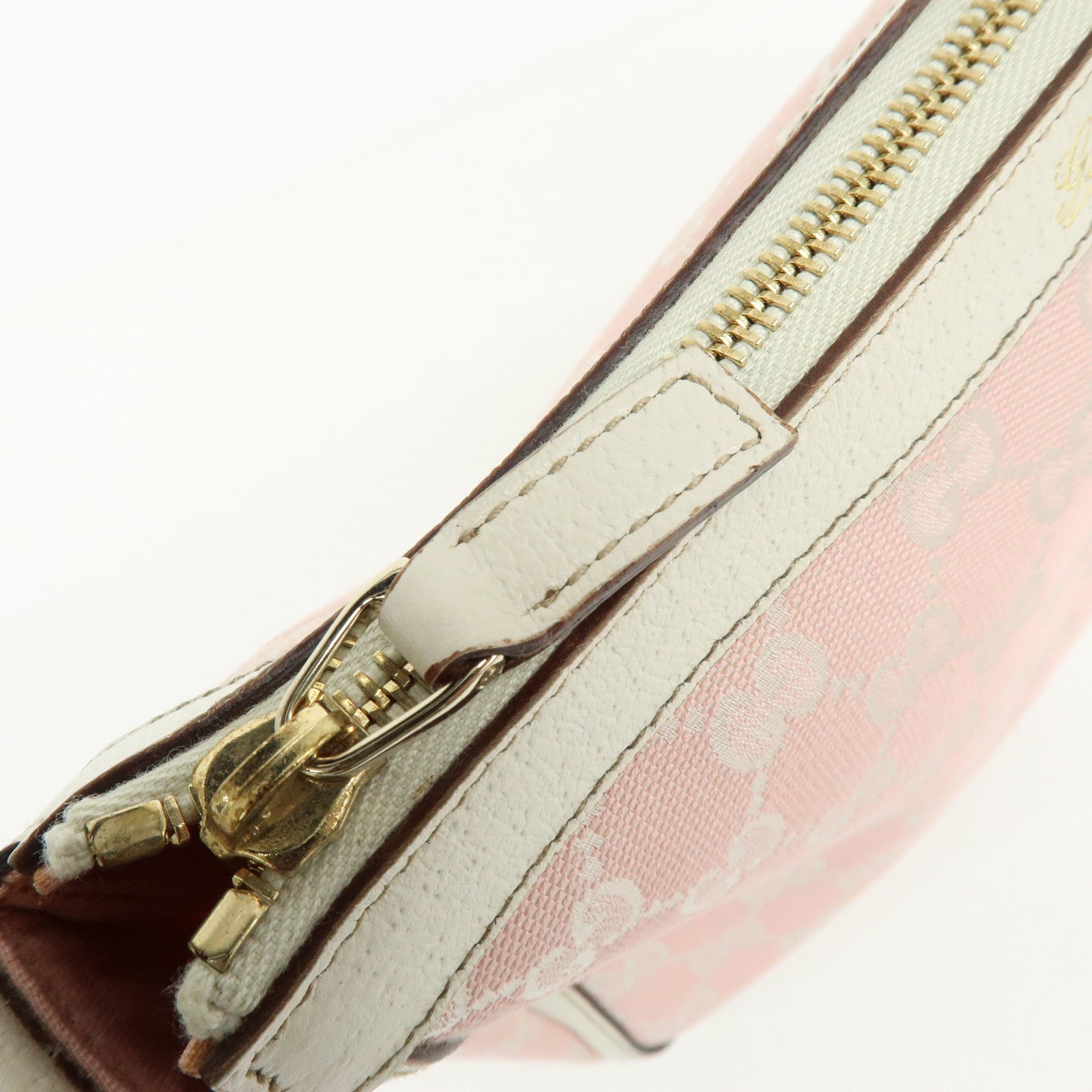 GUCCI GG Canvas Leather Shoulder Bag Hand Bag Pink White 146244