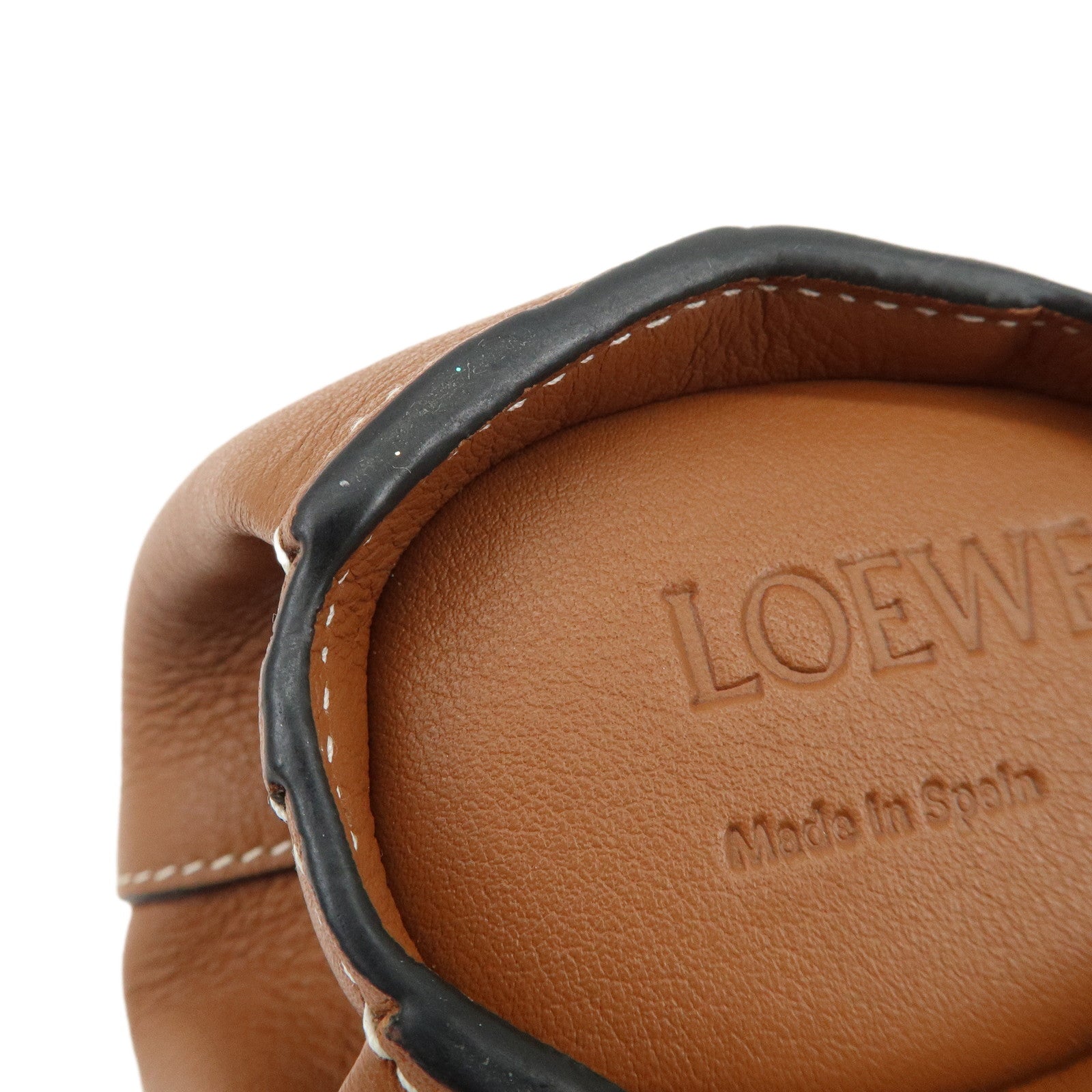 LOEWE Calf Leather Elephant Coin Case Coin Purse Brown