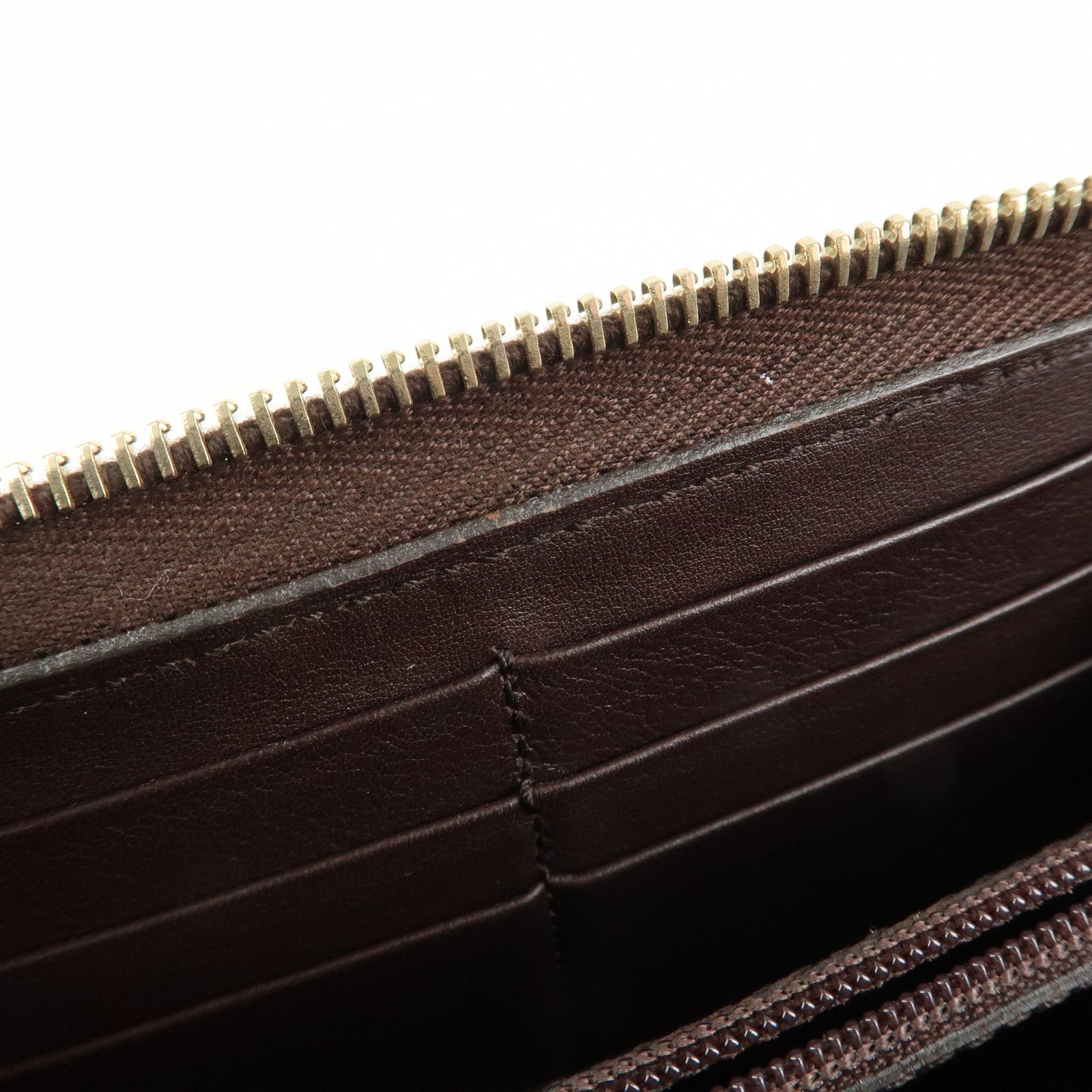 GUCCI Guccissima Leather Round Zippy Long Wallet Dark Brown 112724 Used