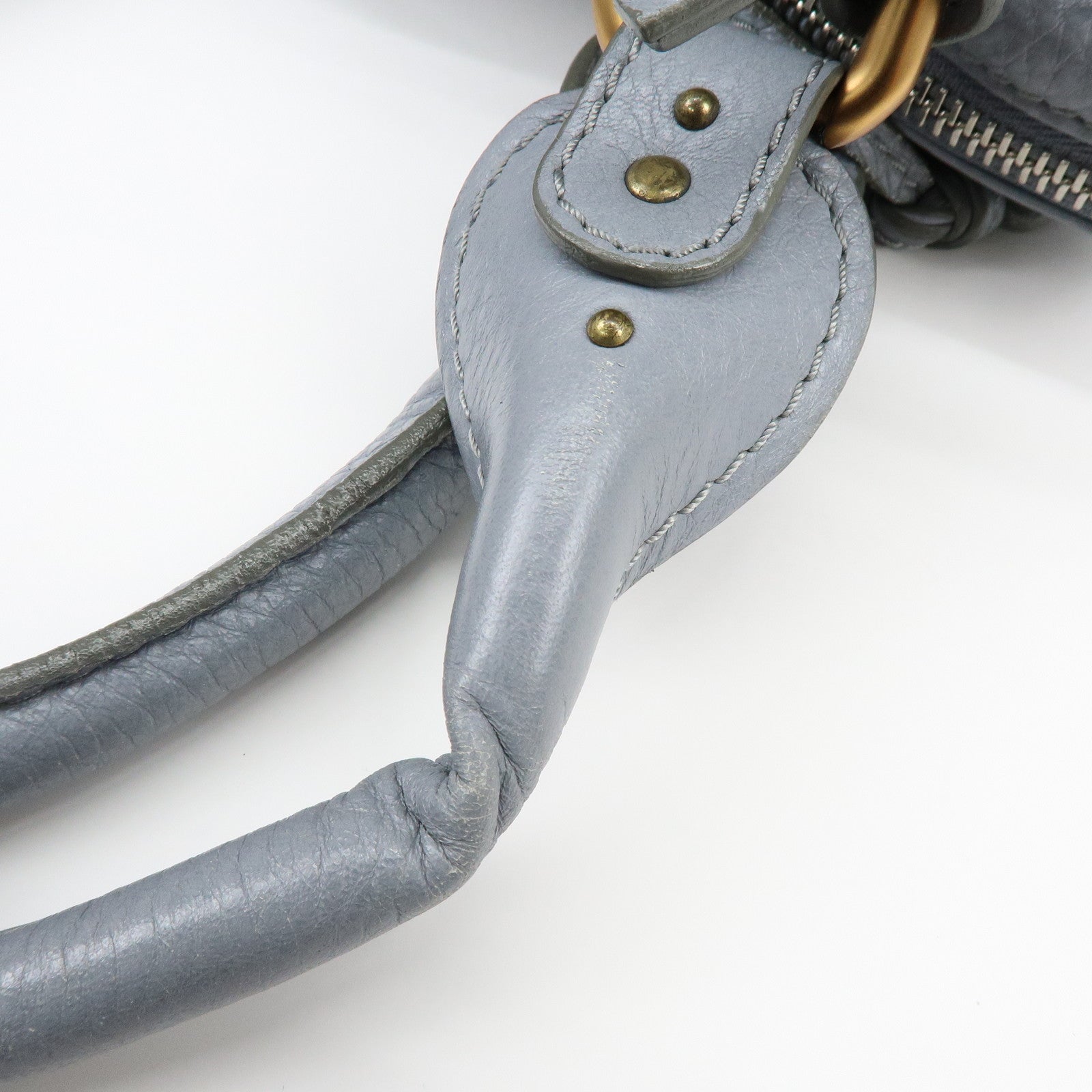 Chloe Paddington Leather Hand Bag Shoulder Bag Boston Bag Gray
