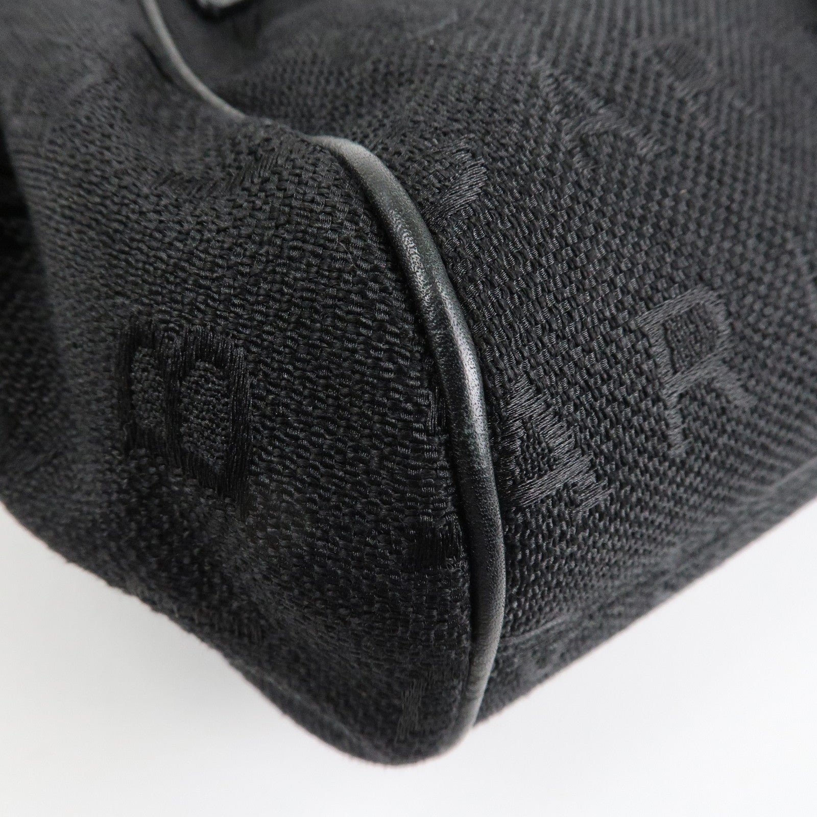 BVLGARI Logo Mania Leather Canvas Tote bag Hand Bag Black Used