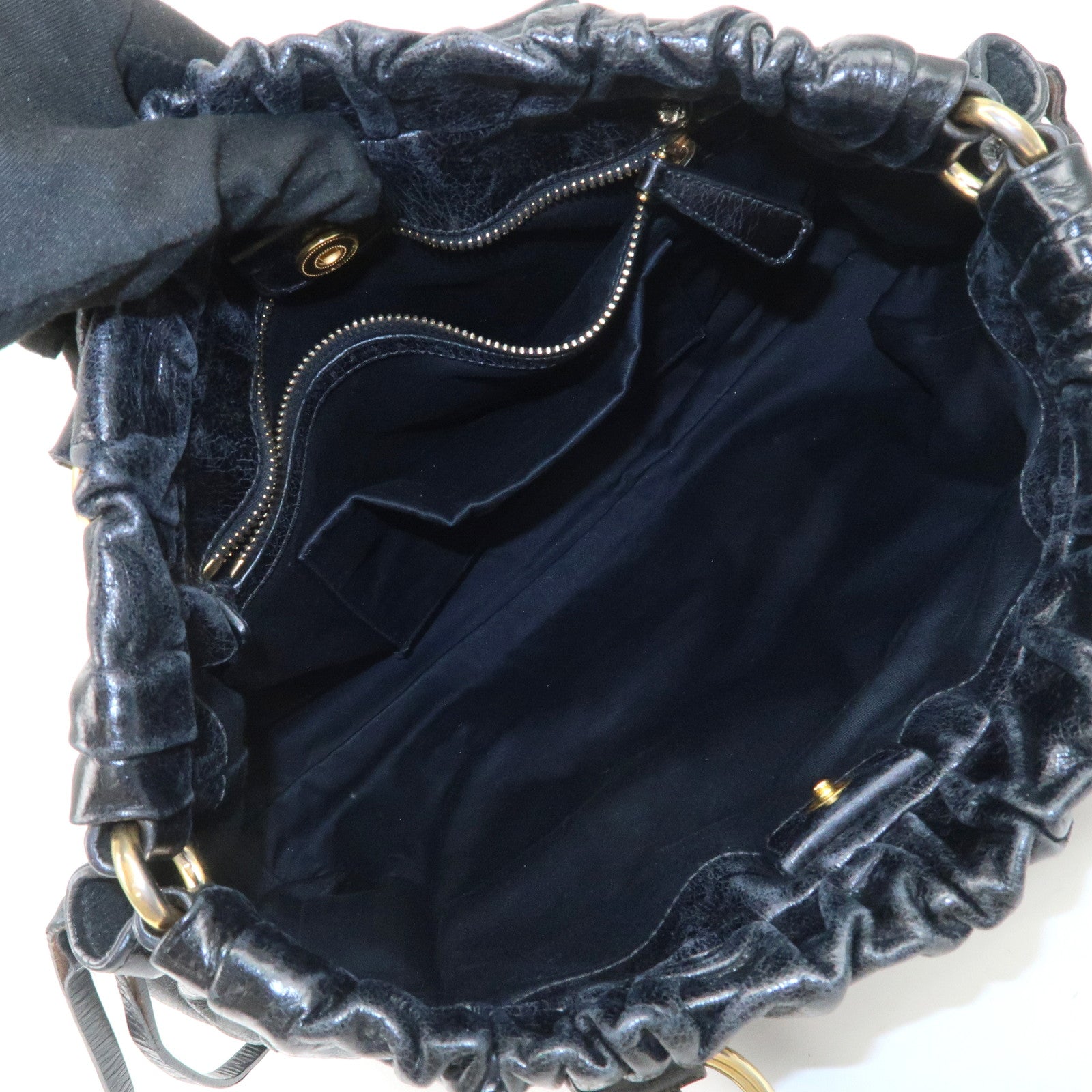 MIU MIU Patent Leather 2Way Tote Bag Shoulder Bag Black RT0383