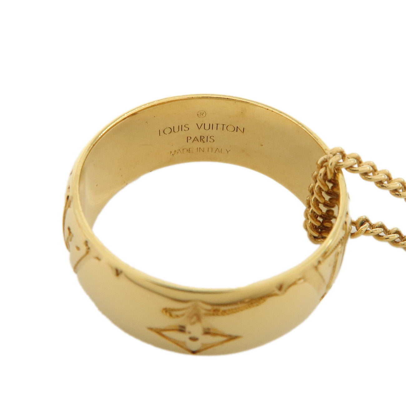 Louis Vuitton Monogram Ring Necklace M Gold M80189