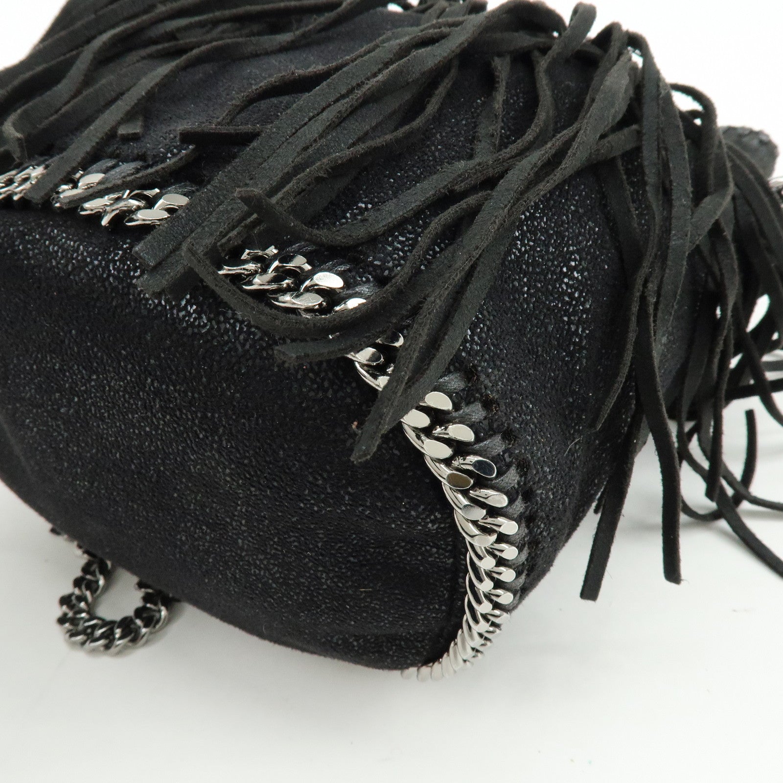 STELLA MCCARTNEY Falabella Fringe Bucket Shoulder Bag Black
