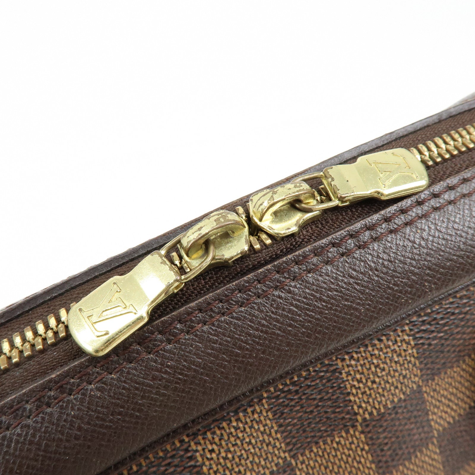 Louis Vuitton Damier Canvas Leather Triana Hand Bag Ebene N51155