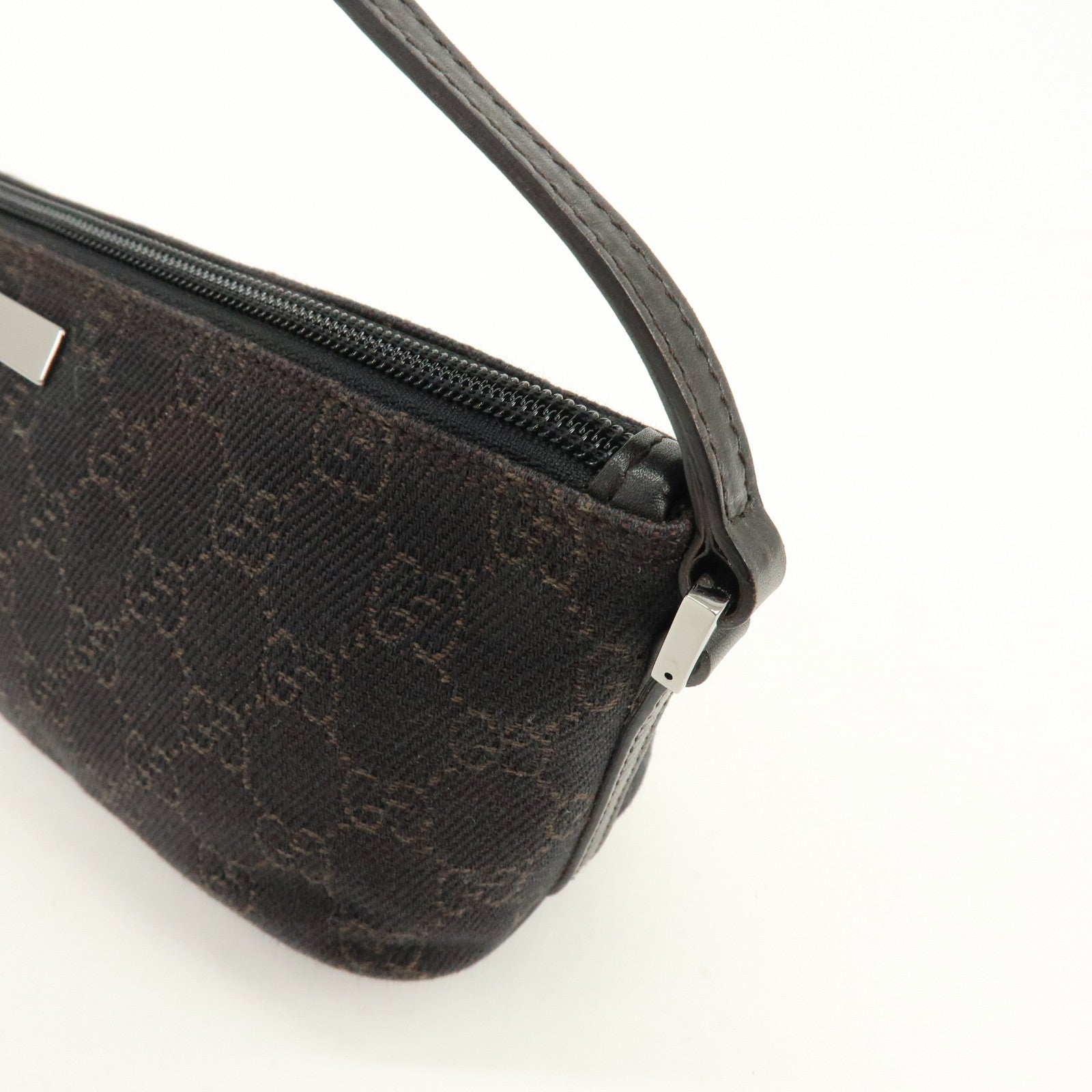 GUCCI Boat Bag GG Canvas Leather Hand Bag Brwon 07198