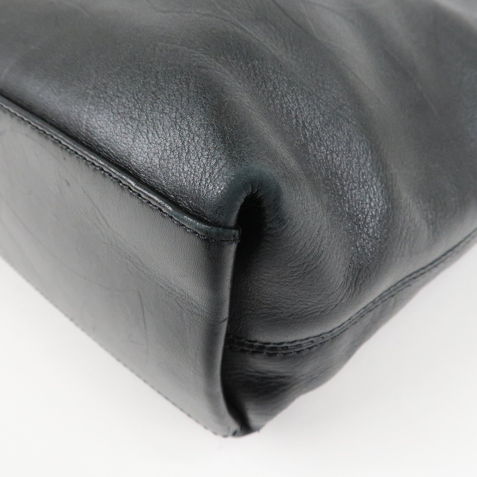 CHANEL COCO Mark Leather Bag Tote Bag Black Used