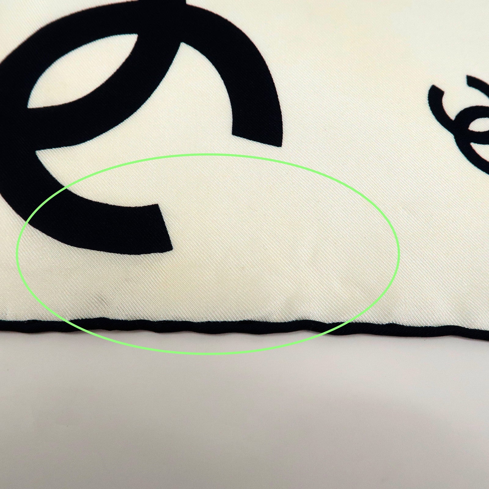 CHANEL COCO Mark Silk 100% Scarf White Navy