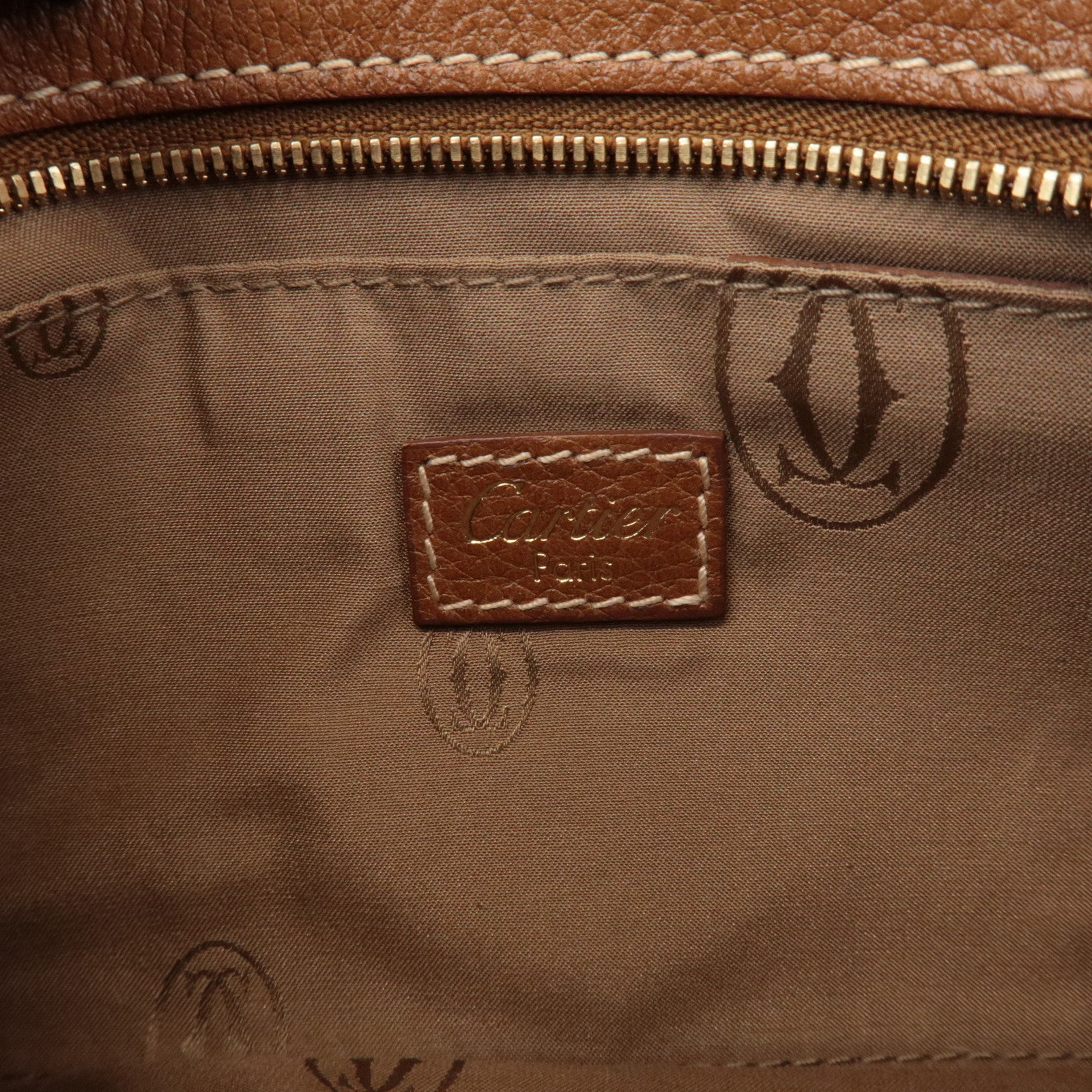 Cartier Marcello de Cartier 2C Logo Leather Pouch Wrist Bag Brown