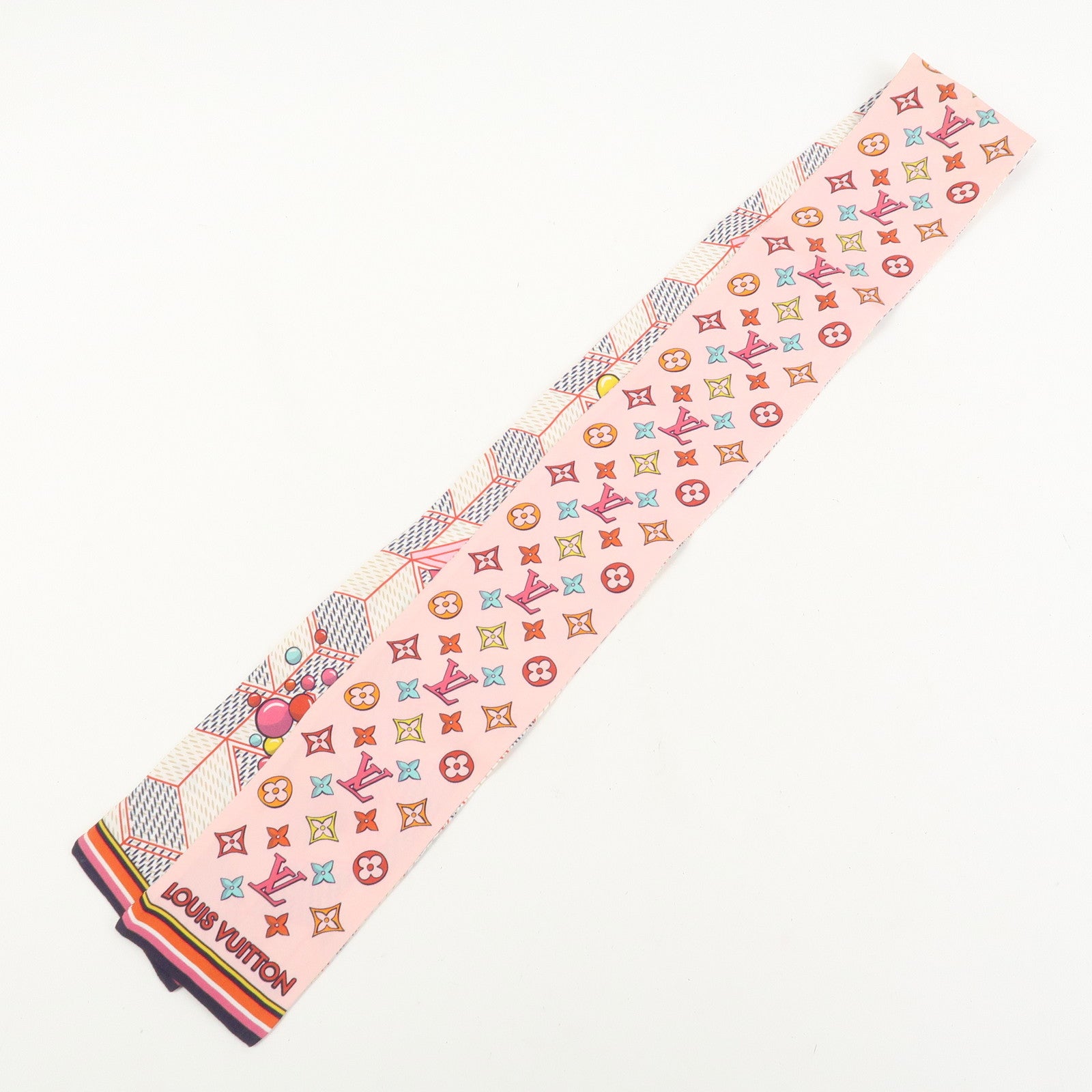 Louis Vuitton Bandeau Damier Pop-up Silk 100% Scarf Pink M77697