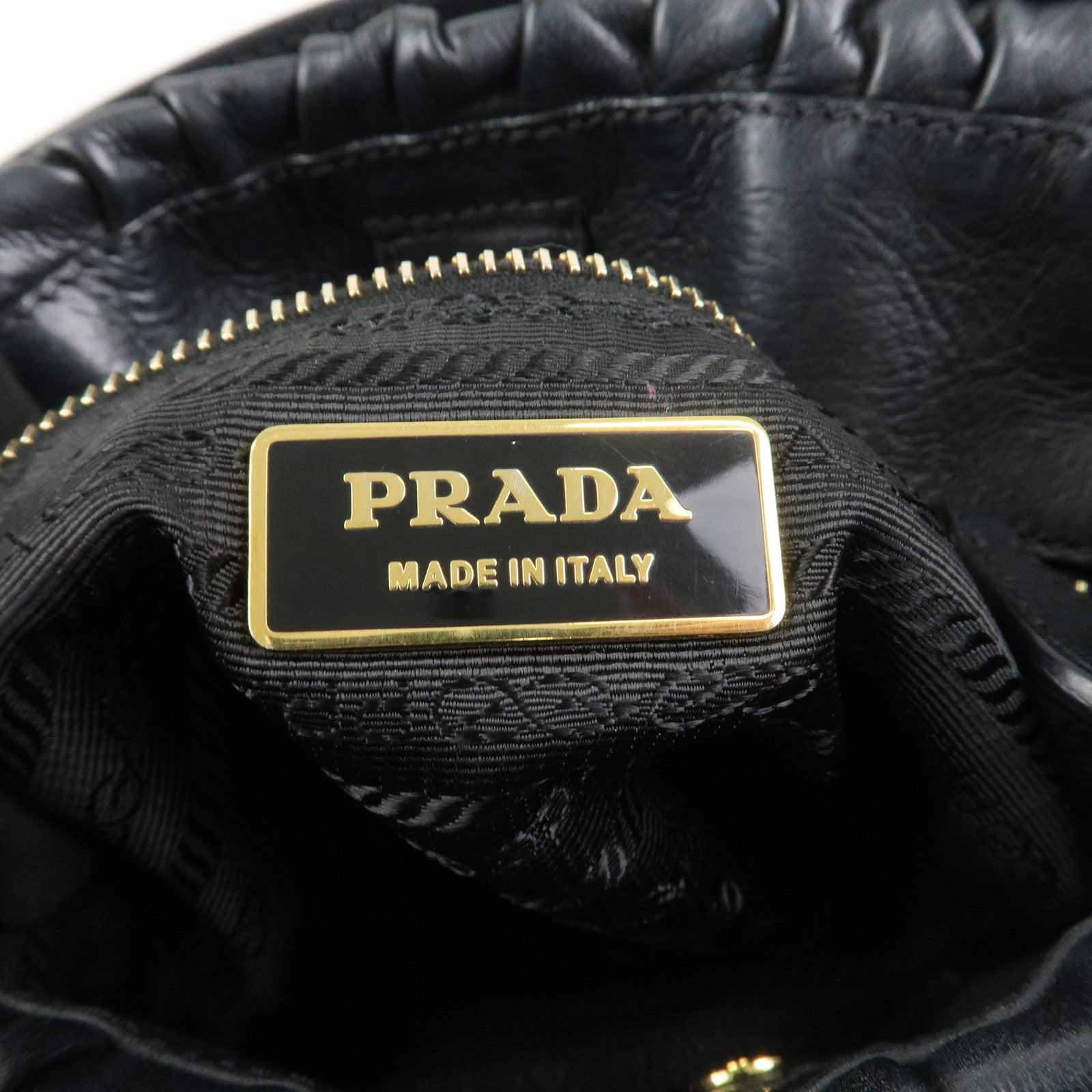 PRADA Triangle Logo Leather 2Way Bag Hand Bag Black BN1642