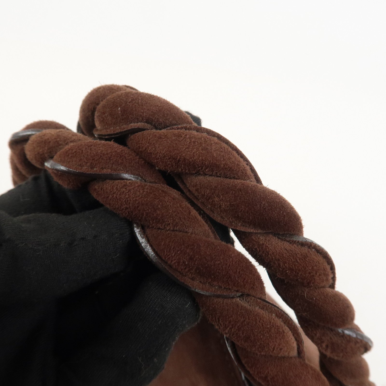 Ferragamo Gancini Suede Fur Hand Bag Brown BW-21 B372