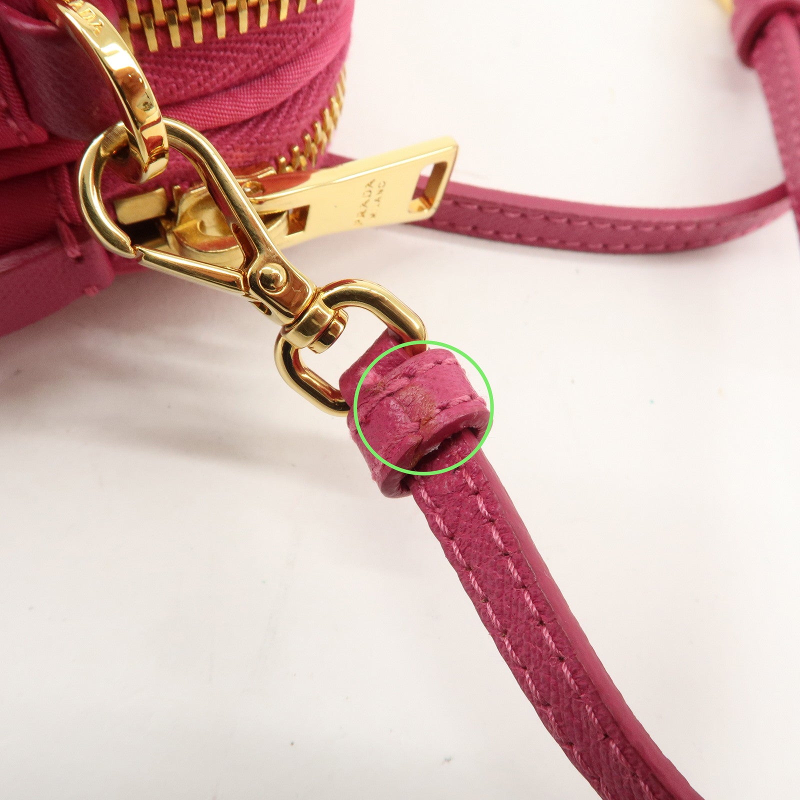 PRADA Triangle Logo Nylon Saffiano Leather Shoulder Bag Pink