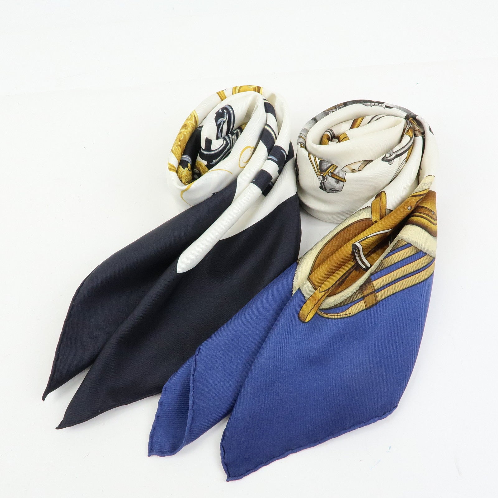 HERMES Carre 90 Set of 2 Silk 100% Scarf BRIDES DE GALA JUMPING