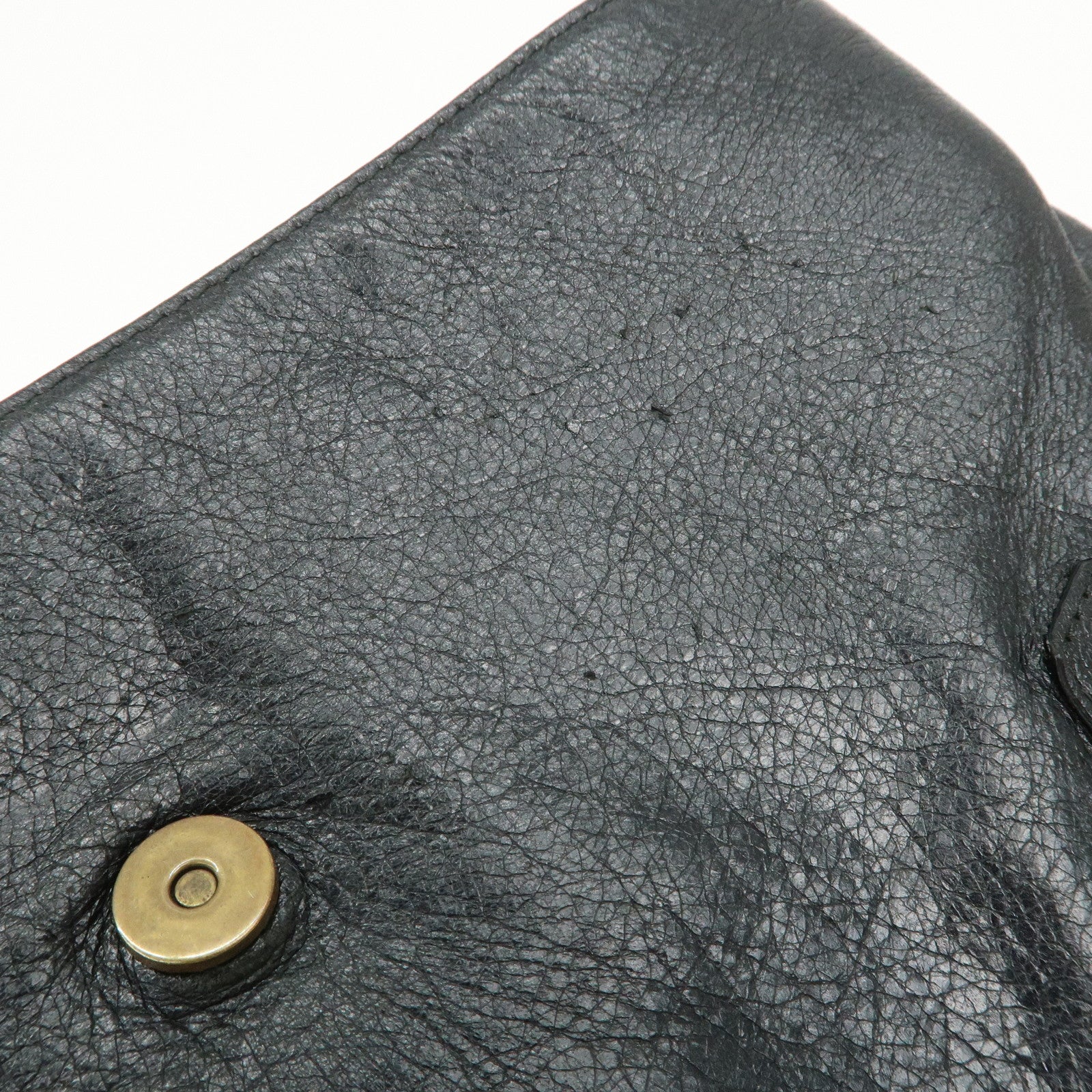 BALENCIAGA Leather Classic Envelope Shoulder Bag Black 319376
