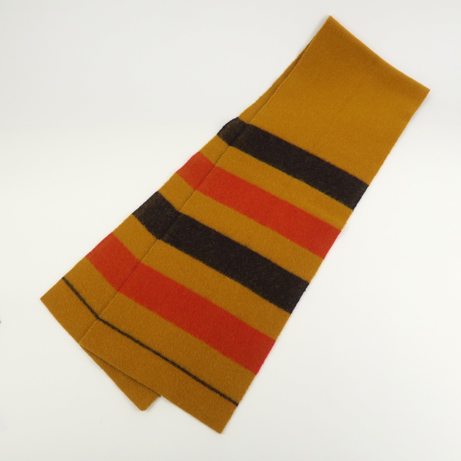 HERMES Rocabar logo Wool 100% Scarf Stole Muffler Yellow