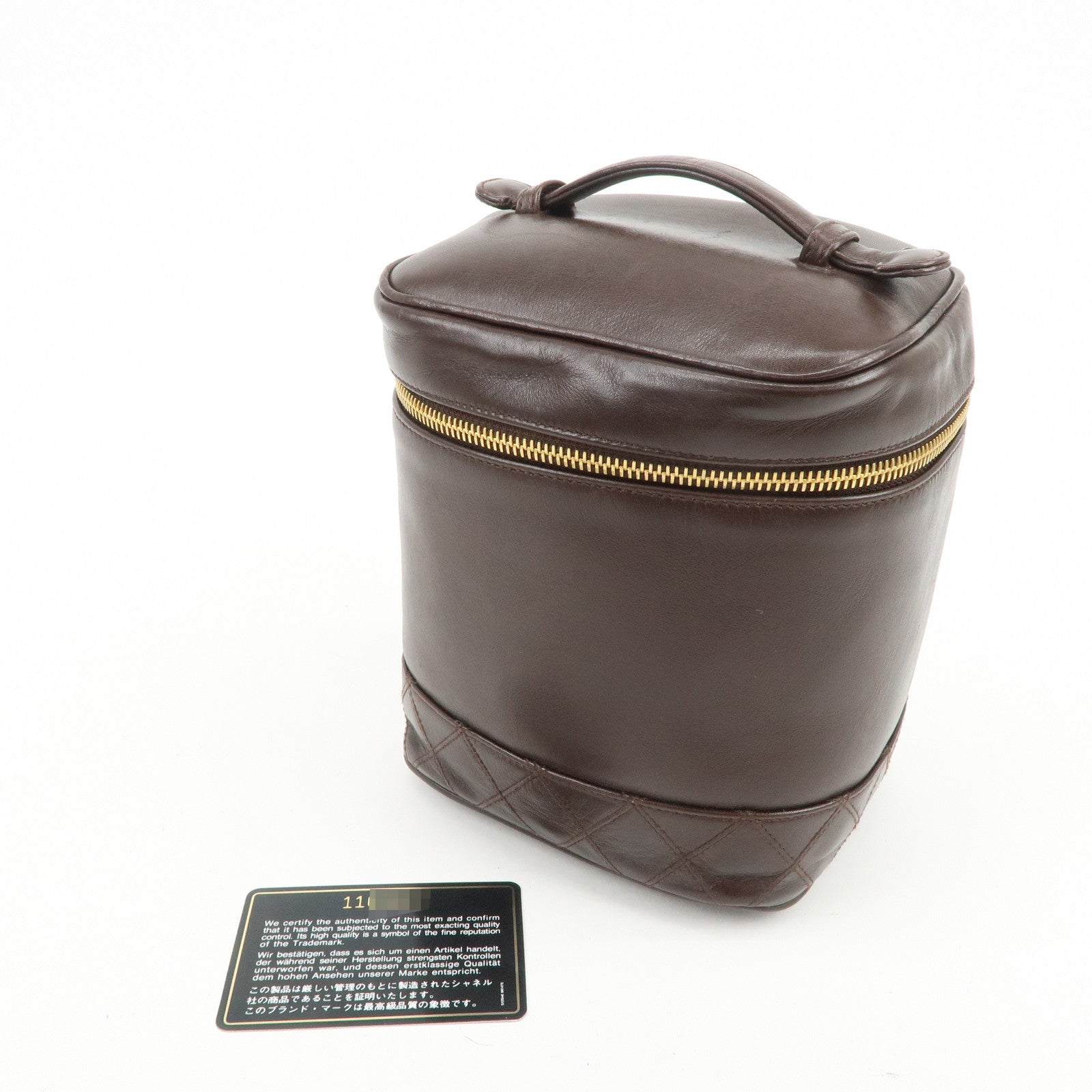 CHANEL Bicolore Lamb Skin Vanity Bag Hand Bag Brown A01619