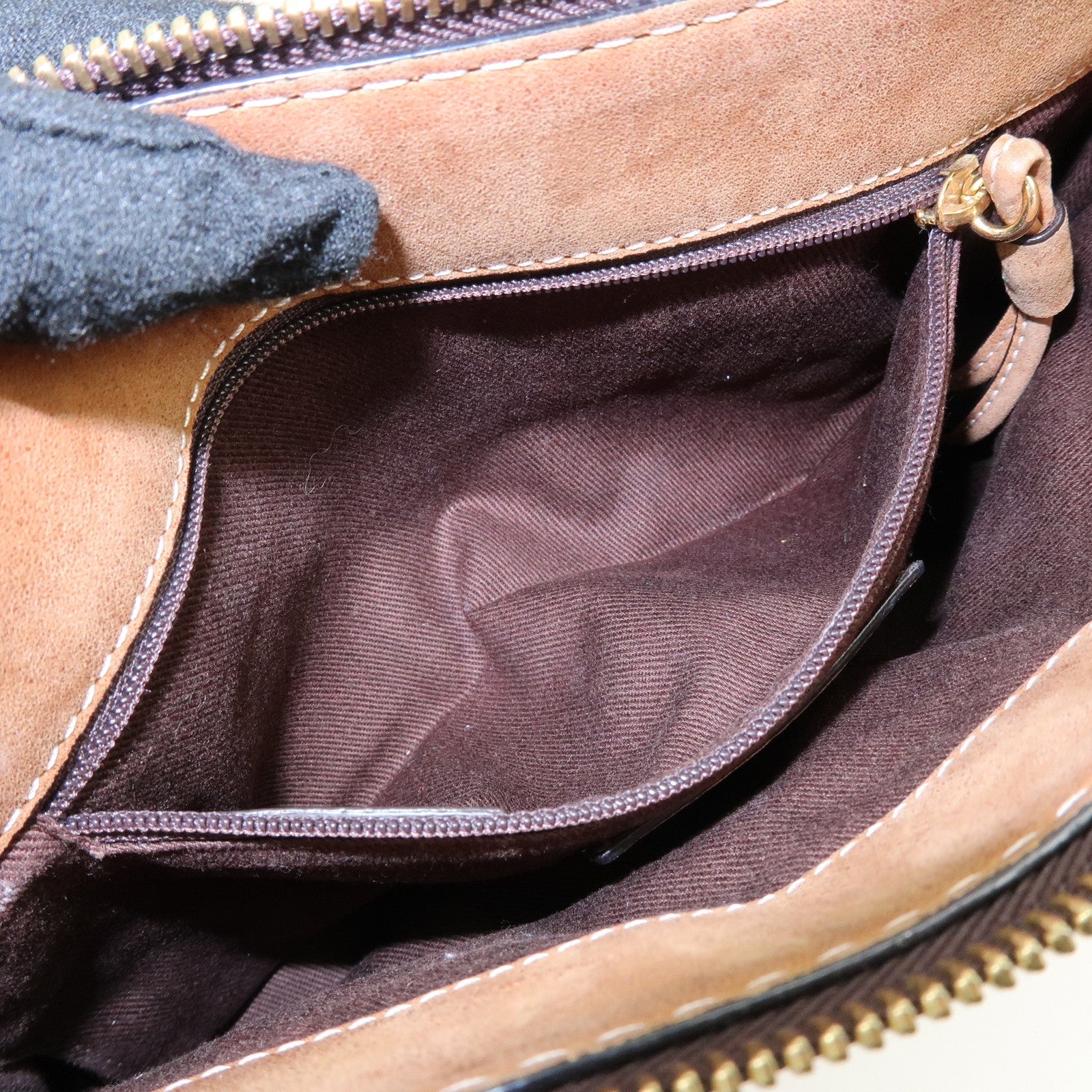 LOEWE Logo Leather Chain Shoulder Bag Crossbody Bag Brown