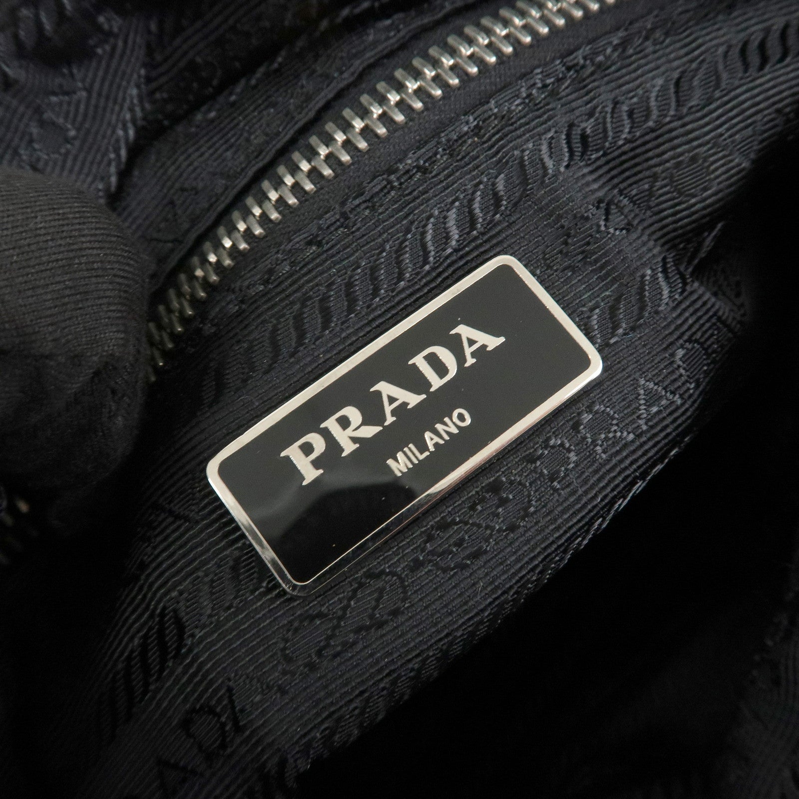 PRADA Triangle Logo Nylon Leather Shoulder Bag Black BT0716