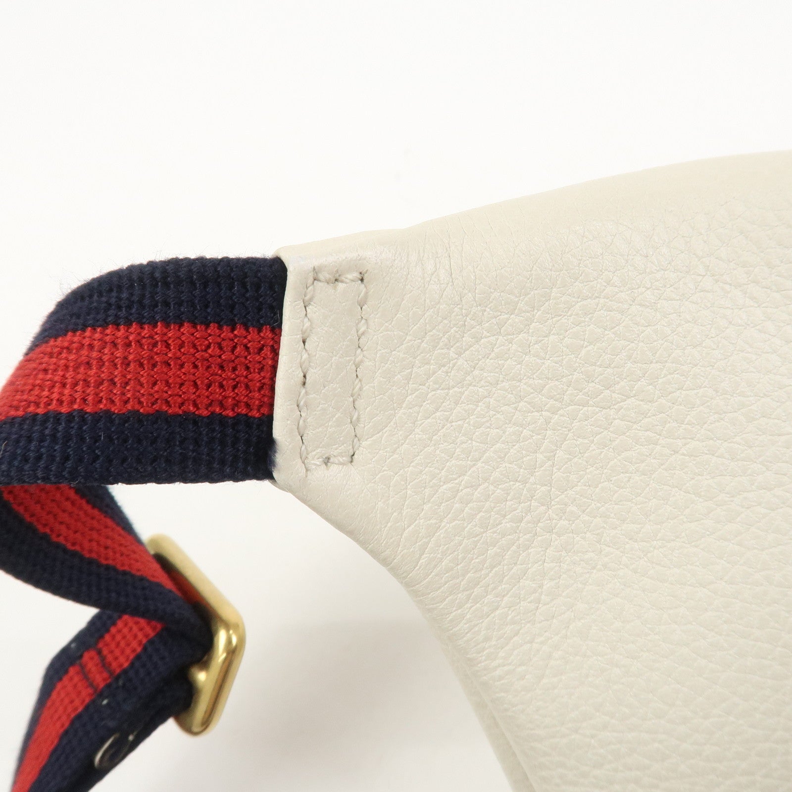 GUCCI Sherry Leather Waist Pouch Body Bag White 527792