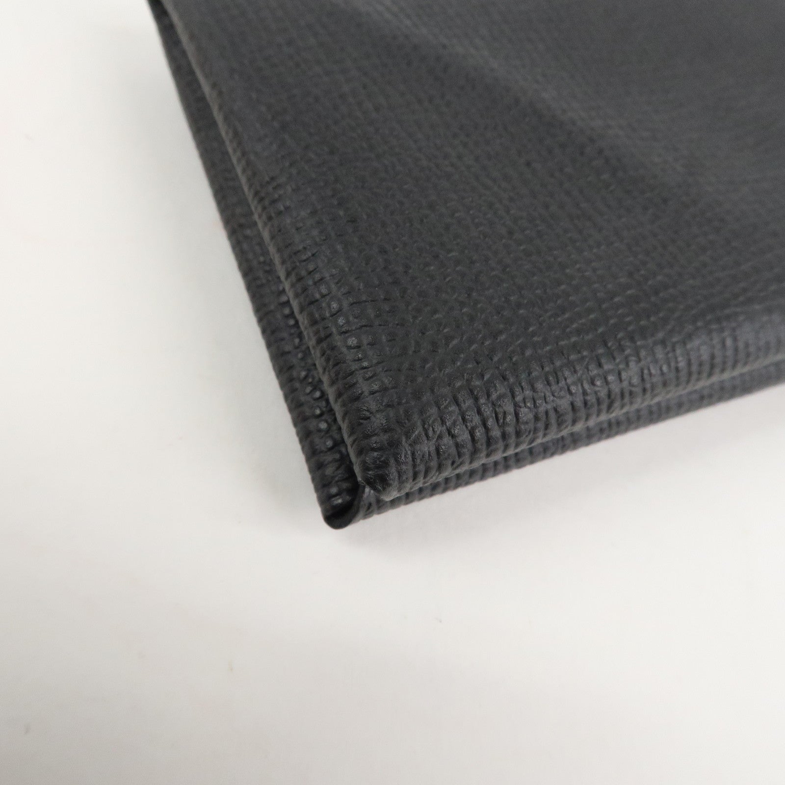 HERMES Epsom Leather CALVI Card Case Noir Black Used