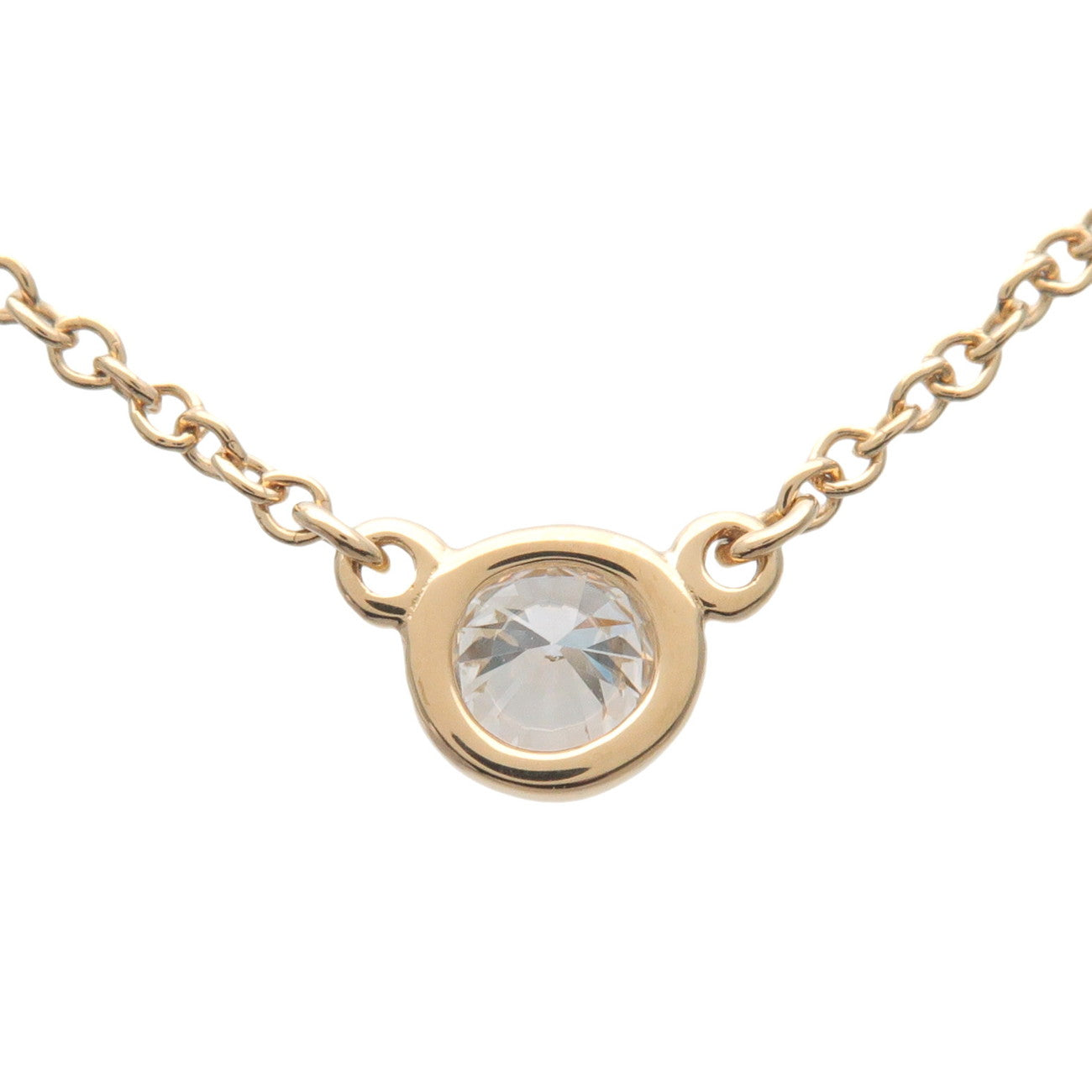 Tiffany & Co By The Yard 1P Diamond Necklace K18 750YG Yellow Gold