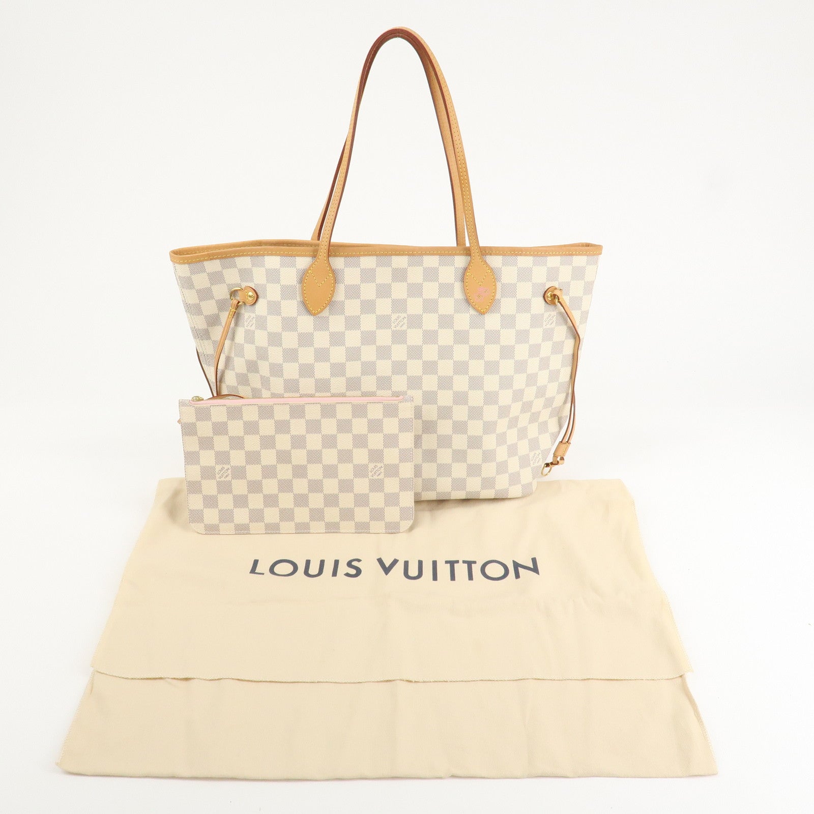 Louis Vuitton Damier Azur Neverfull MM Rose Ballerine N41605 Used