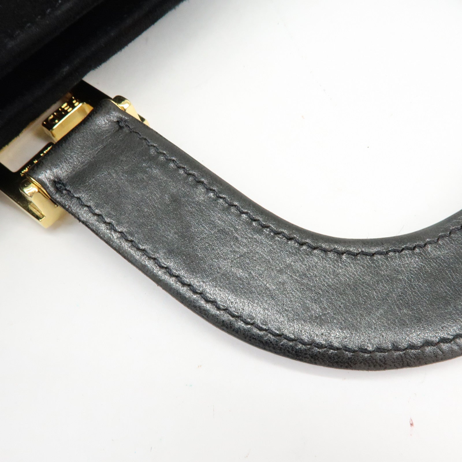 FENDI Suede Leather Tote Bag Hand Bag Black 230826693009
