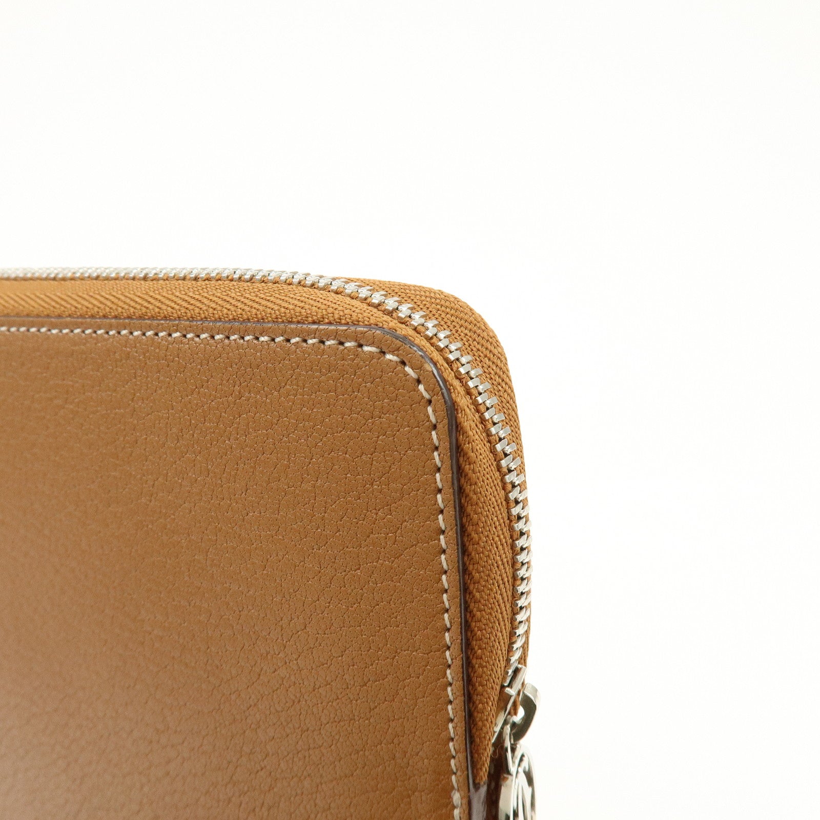 Cartier Leather Envelope Clutch Bag Pouch Brown